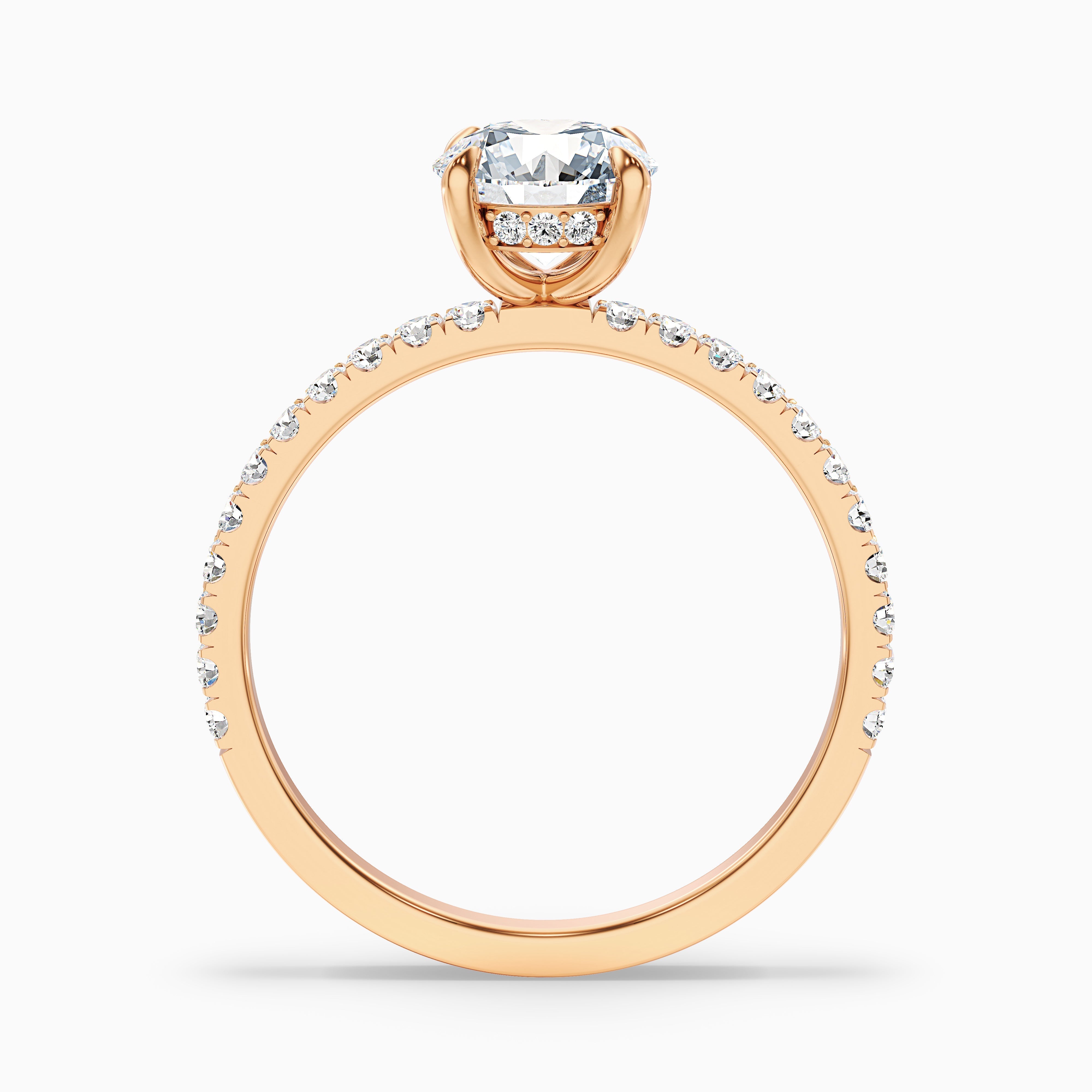 Nora 4.5 Carat Round Hidden Halo Pave Moissanite Diamond Ring in 14k Yellow Gold