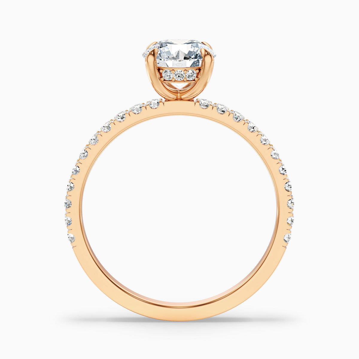 Nora 2 Carat Round Hidden Halo Pave Moissanite Diamond Ring in 14k White Gold