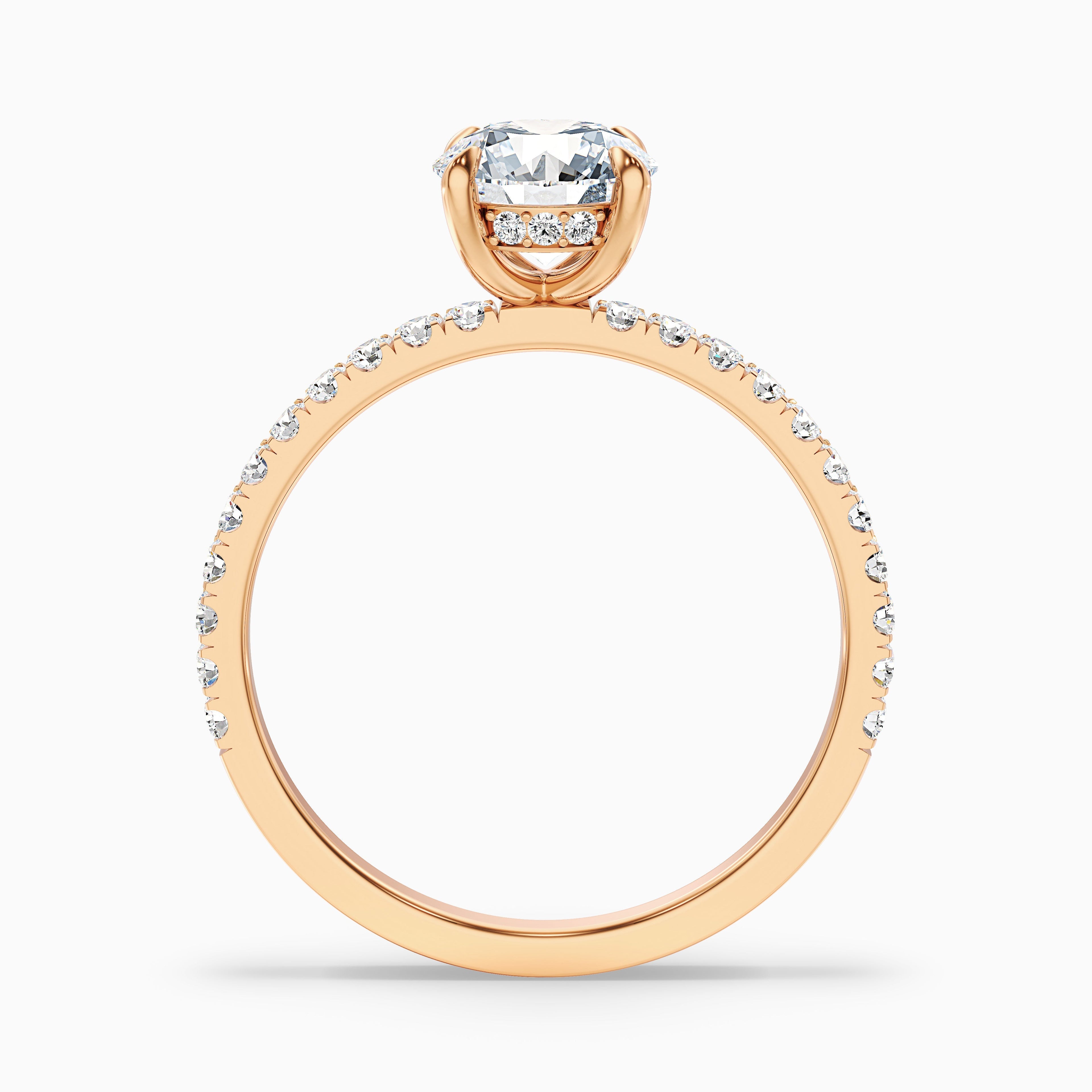 Nora 5 Carat Round Hidden Halo Pave Moissanite Diamond Ring in 14k Yellow Gold