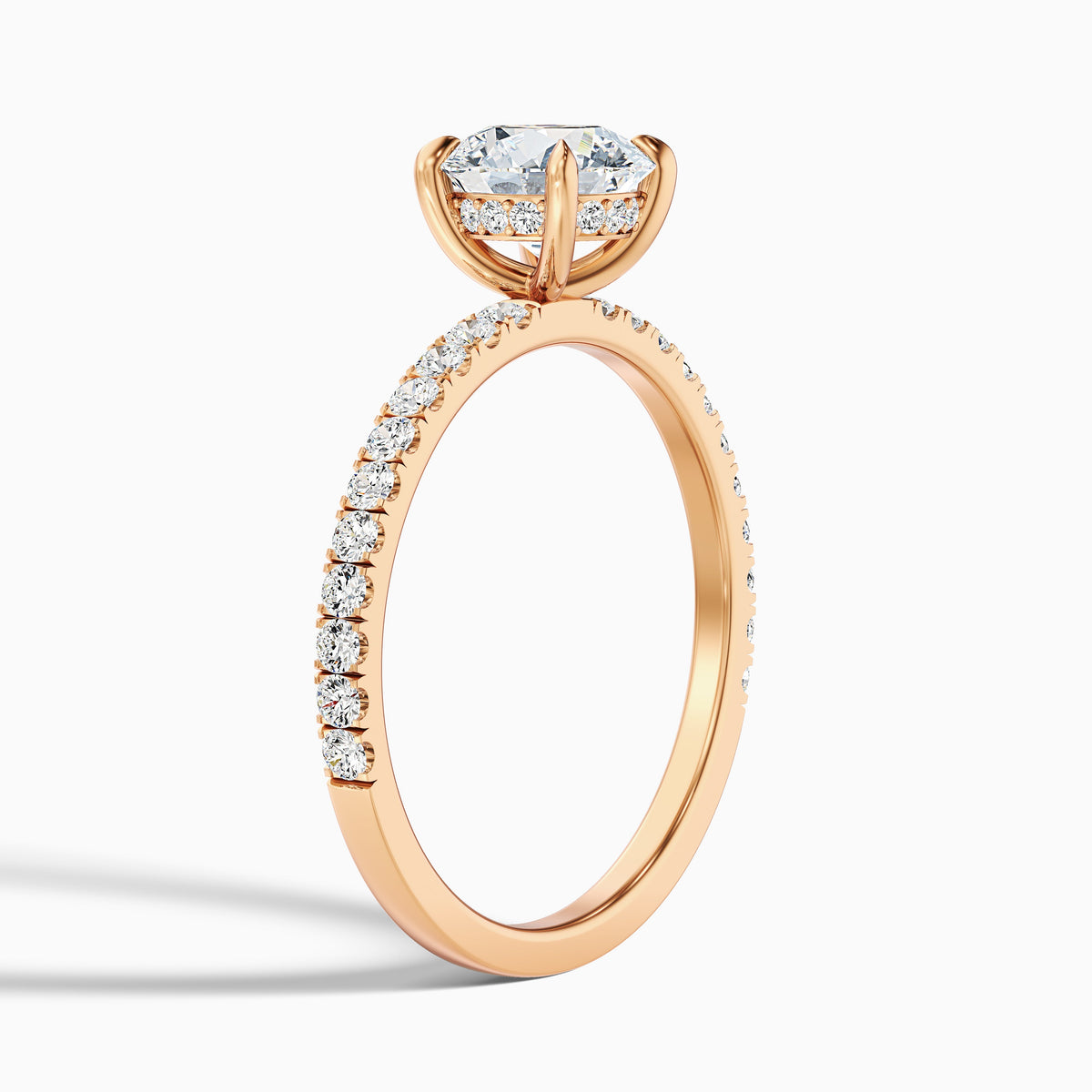 Nora 2 Carat Round Hidden Halo Pave Moissanite Diamond Ring in 10k White Gold