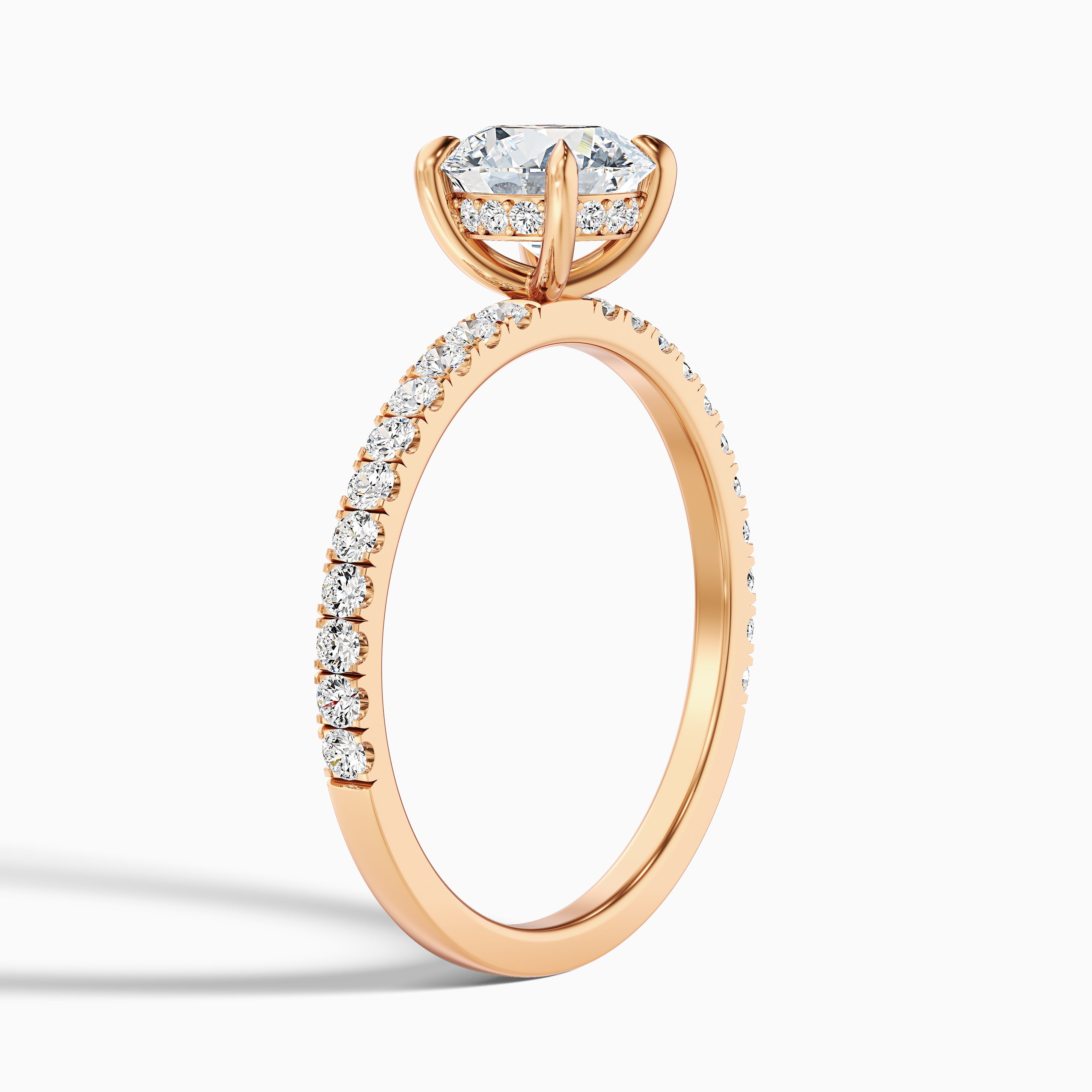Nora 3 Carat Round Hidden Halo Pave Moissanite Diamond Ring in 14k Yellow Gold
