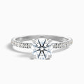 Nora 5.5 Carat Round Hidden Halo Pave Moissanite Diamond Ring in 18k White Gold