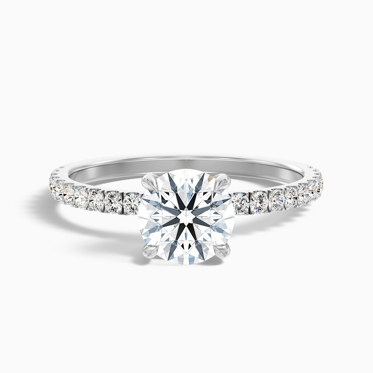 Nora 3.5 Carat Round Hidden Halo Pave Moissanite Diamond Ring in 18k Rose Gold
