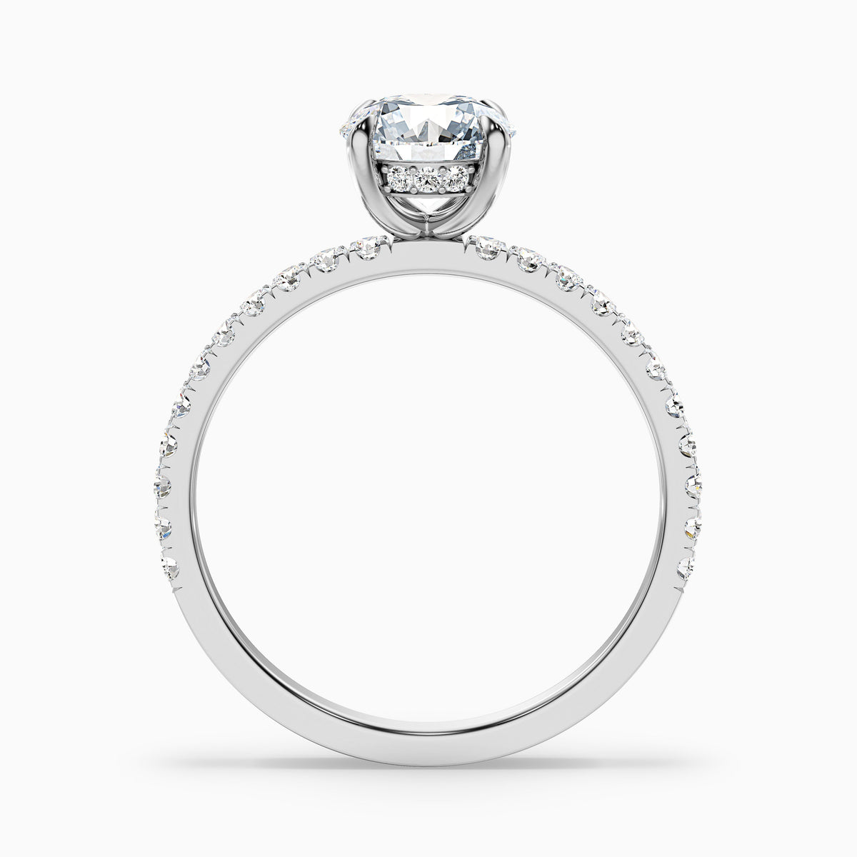 Nora 2 Carat Round Hidden Halo Pave Moissanite Diamond Ring in 14k Rose Gold