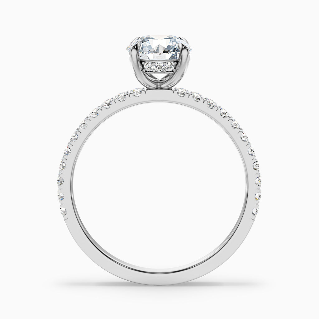 Nora 3 Carat Round Hidden Halo Pave Moissanite Diamond Ring in 18k White Gold