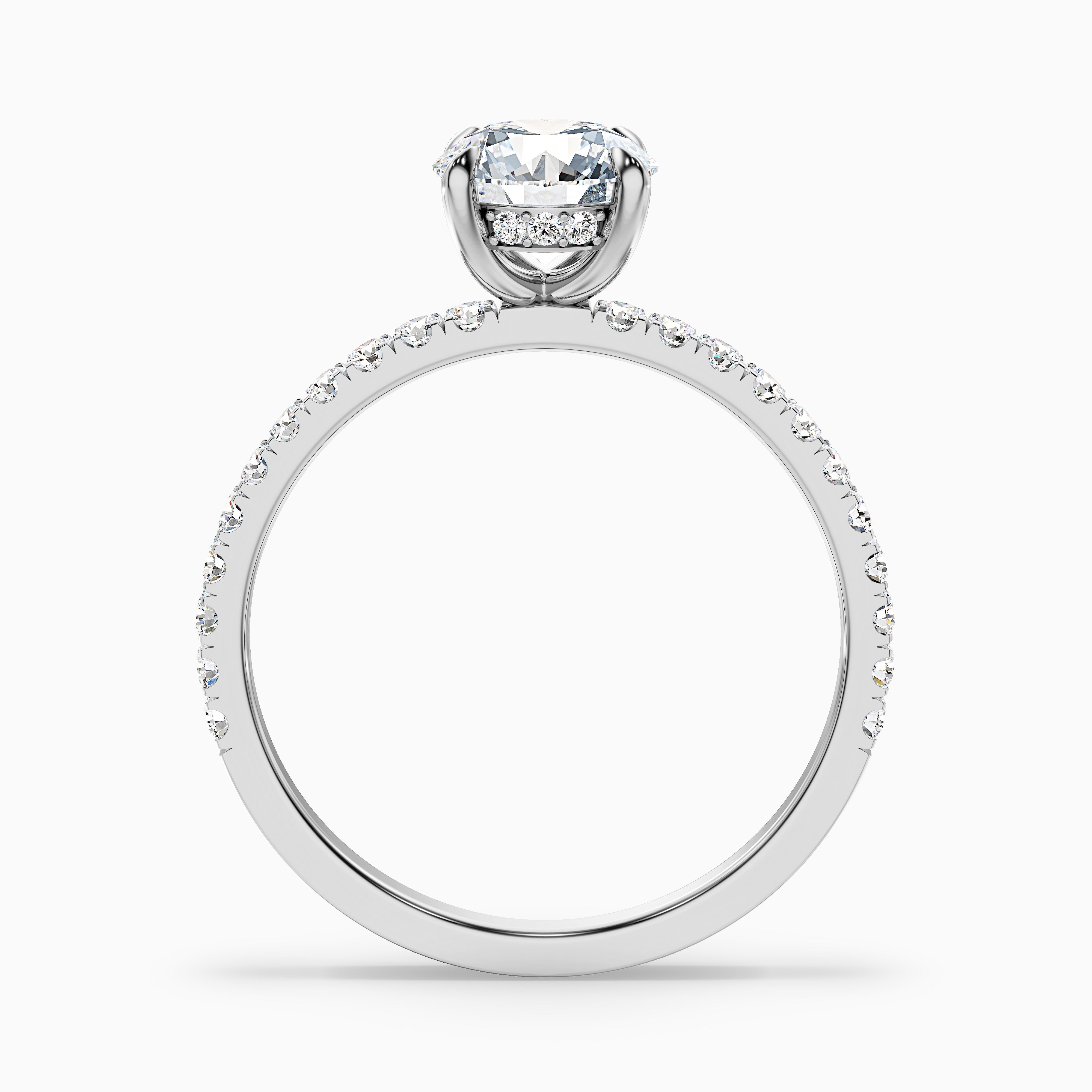 Nora 5 Carat Round Hidden Halo Pave Moissanite Diamond Ring in 14k White Gold