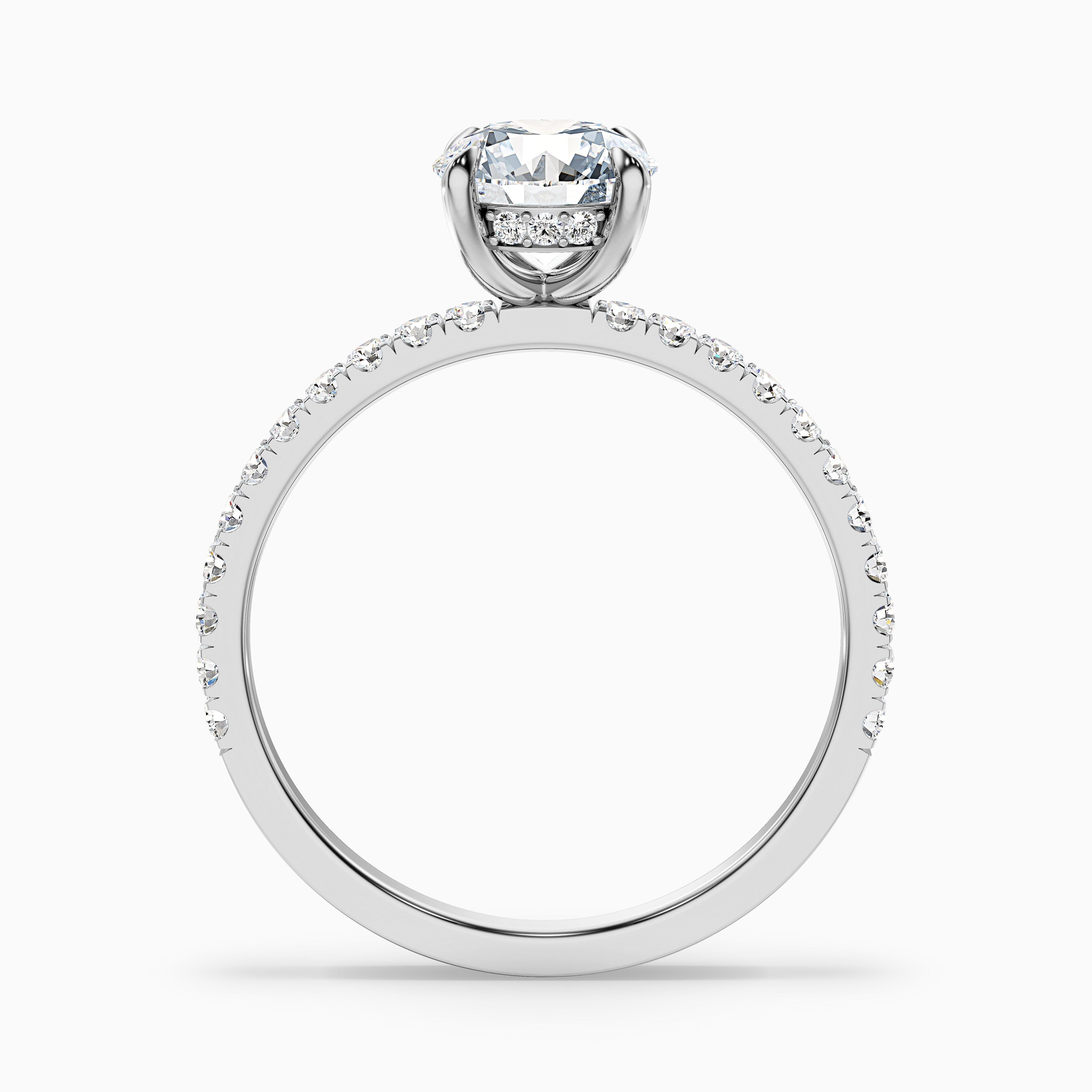 Nora 4.5 Carat Round Hidden Halo Pave Moissanite Diamond Ring in 18k Yellow Gold