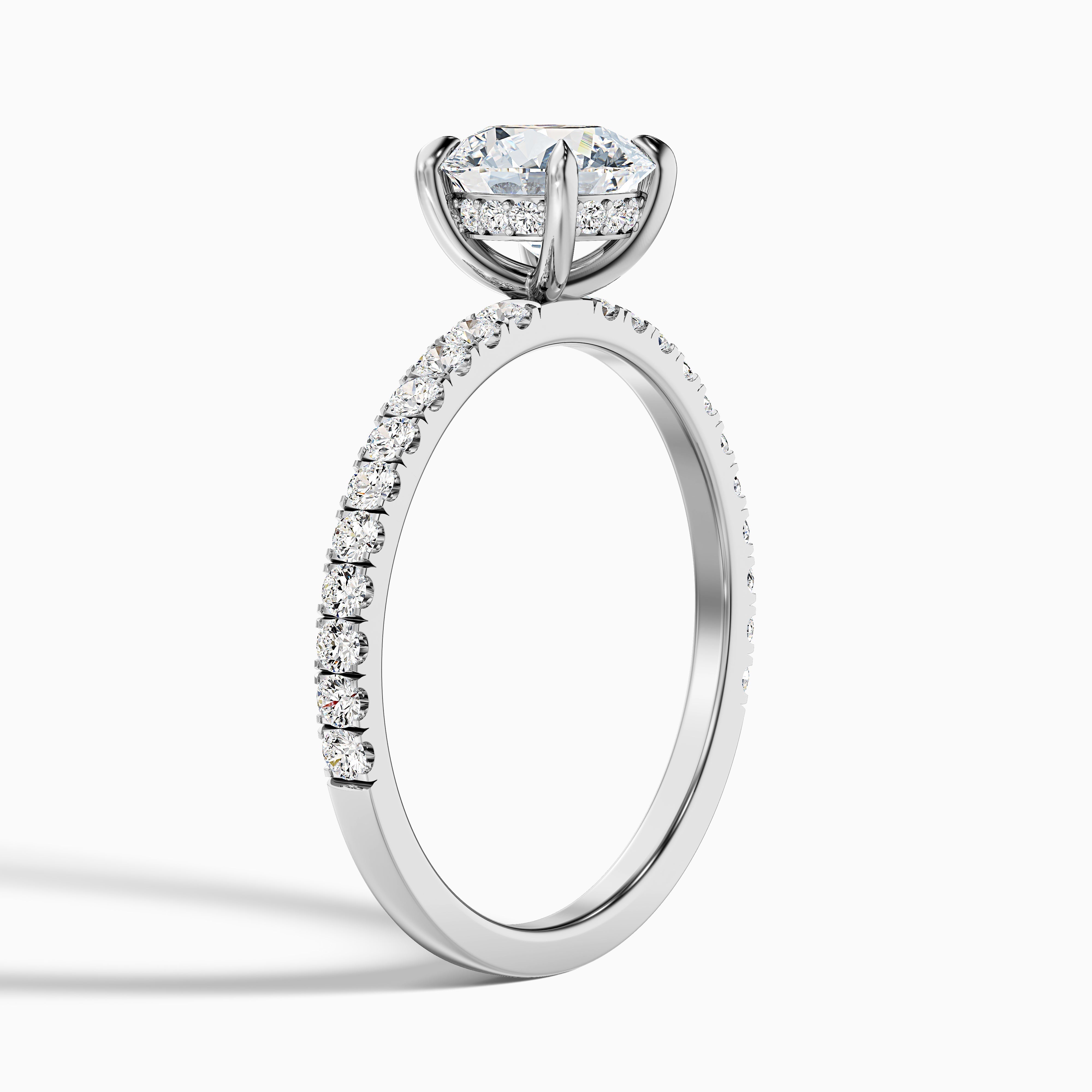 Nora 5 Carat Round Hidden Halo Pave Moissanite Diamond Ring in Platinum