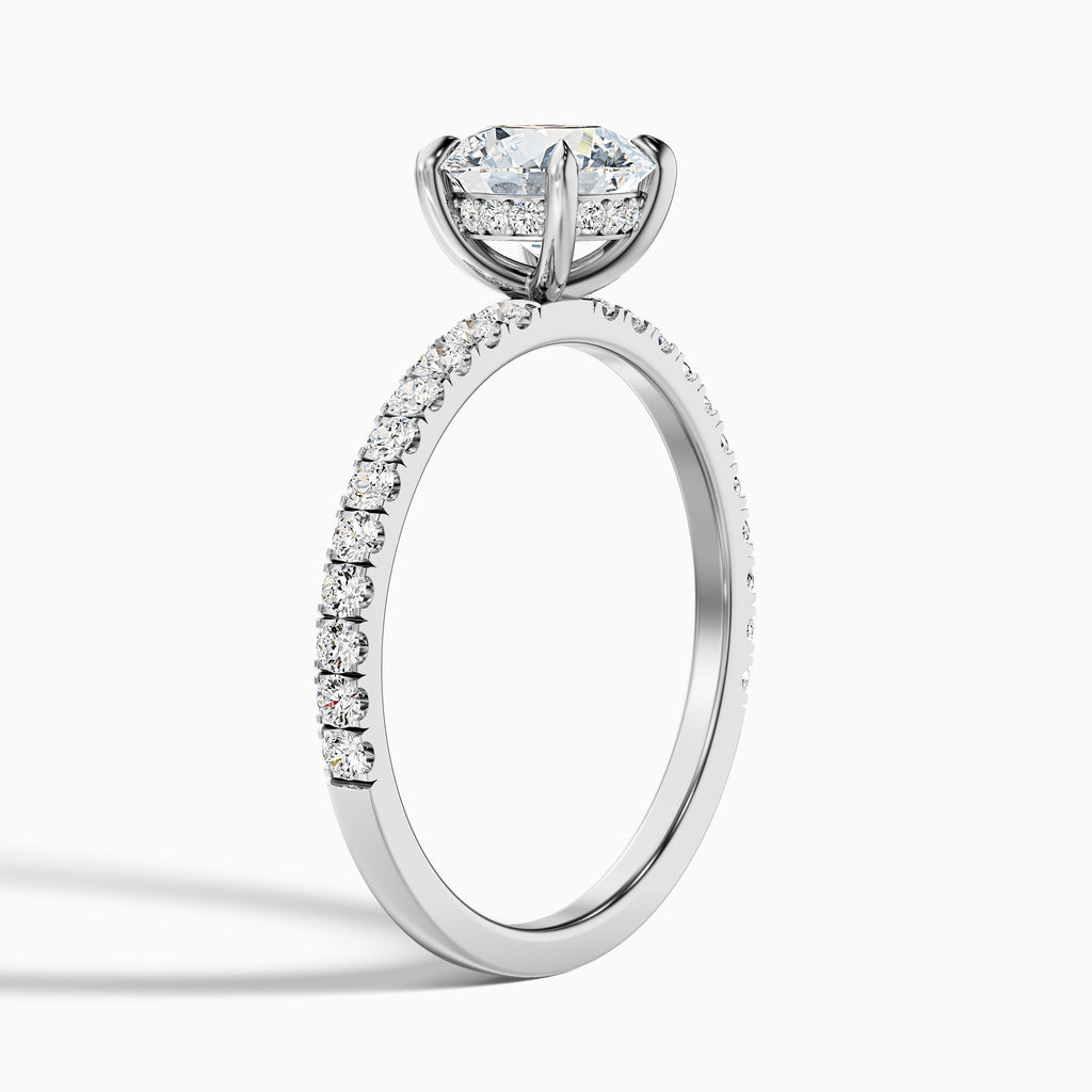 Nora 2.5 Carat Round Hidden Halo Pave Moissanite Diamond Ring in 18k Rose Gold