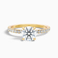 Nora 3 Carat Round Hidden Halo Pave Moissanite Diamond Ring in 18k Yellow Gold