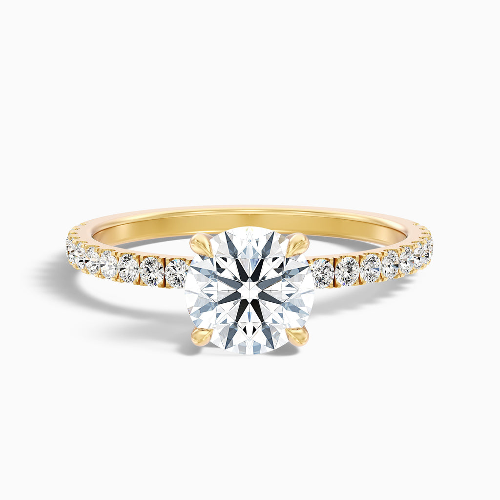 Nora 1.5 Carat Round Hidden Halo Pave Moissanite Diamond Ring in 14k Rose Gold