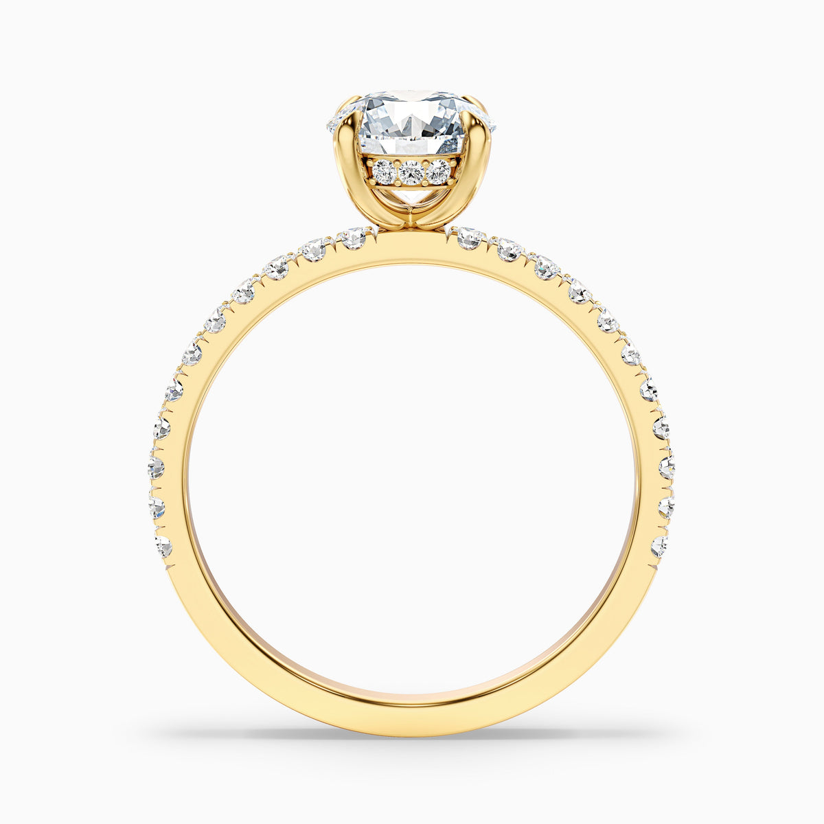 Nora 3 Carat Round Hidden Halo Pave Moissanite Diamond Ring in 14k White Gold