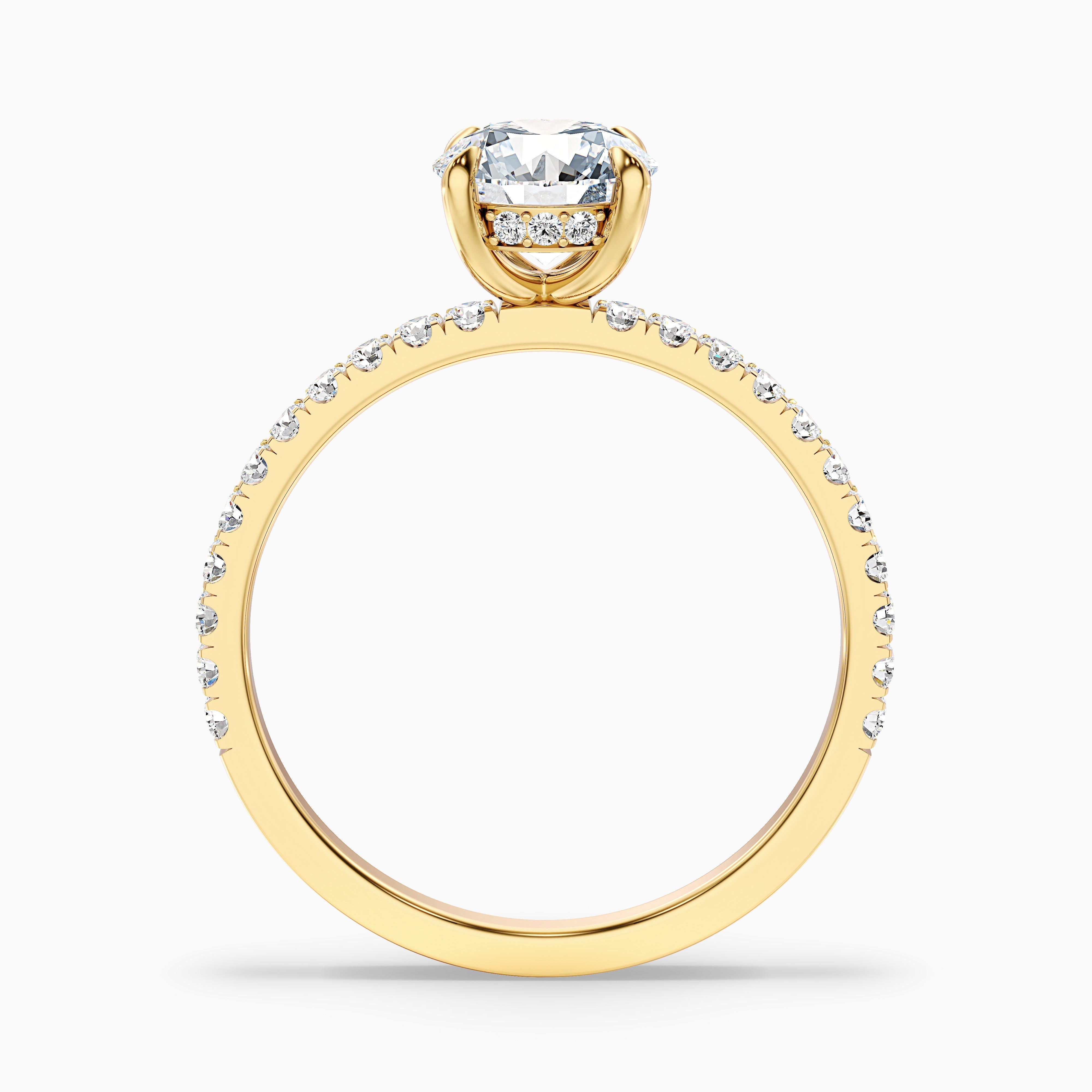 Nora 5.5 Carat Round Hidden Halo Pave Moissanite Diamond Ring in 18k Yellow Gold