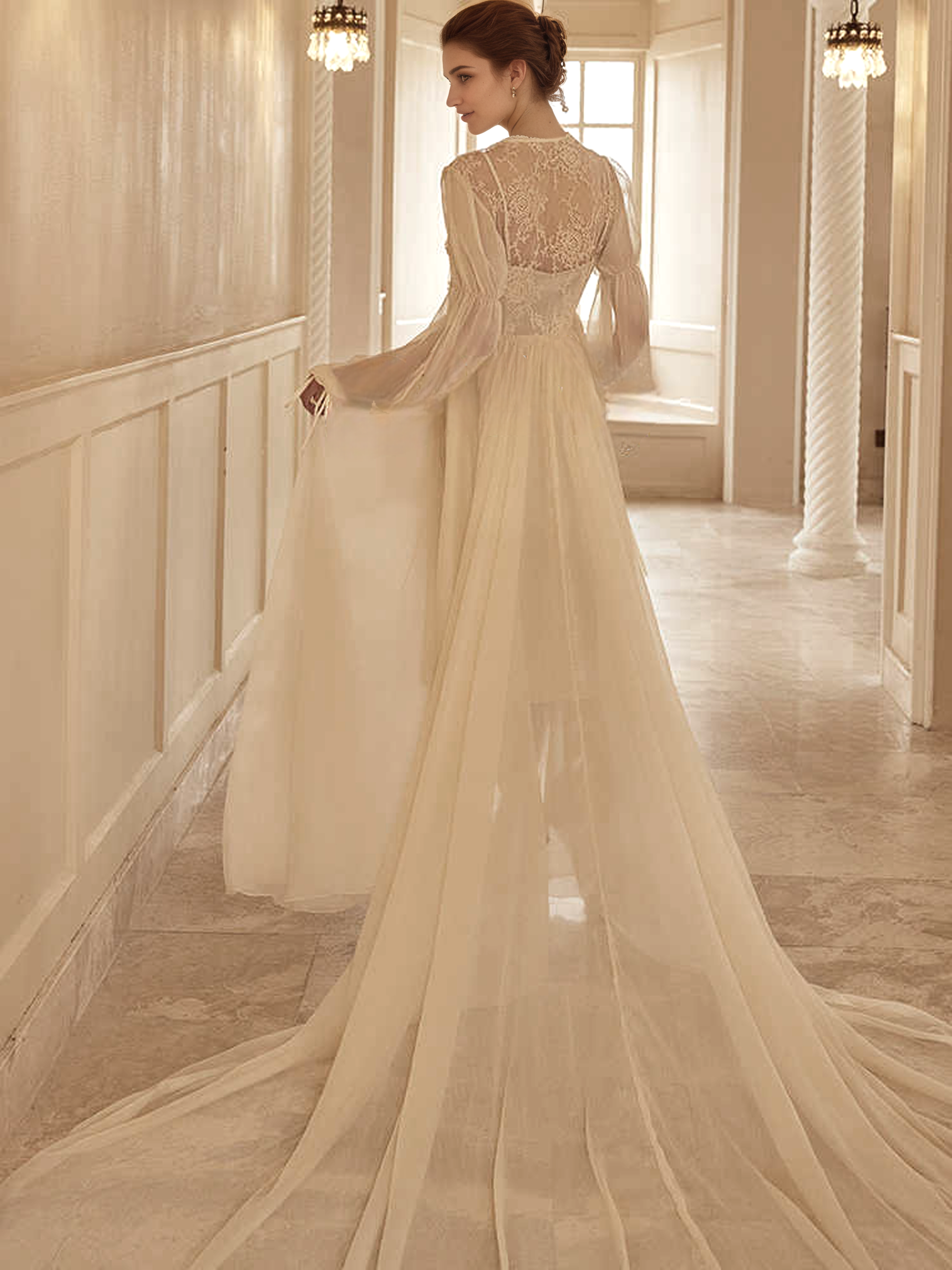 Boho Lace Embroidered Long Sheer Robe Set with Camisole Dress SelenaHuanStudio