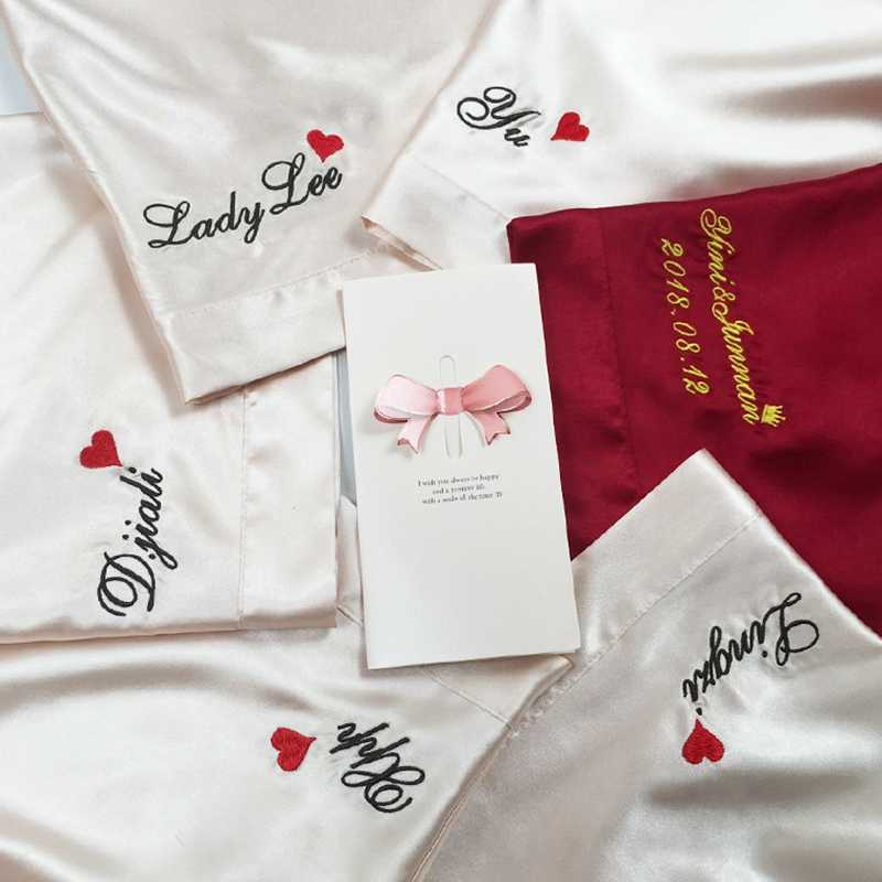 Custom Satin Bridesmaid Robes – Personalized with Name, Title, or Date | Wedding Party Gifts SelenaHuanStudio