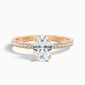 Kara 3 Carat Oval Hidden Halo Pave Moissanite Diamond Ring in 18k Rose Gold