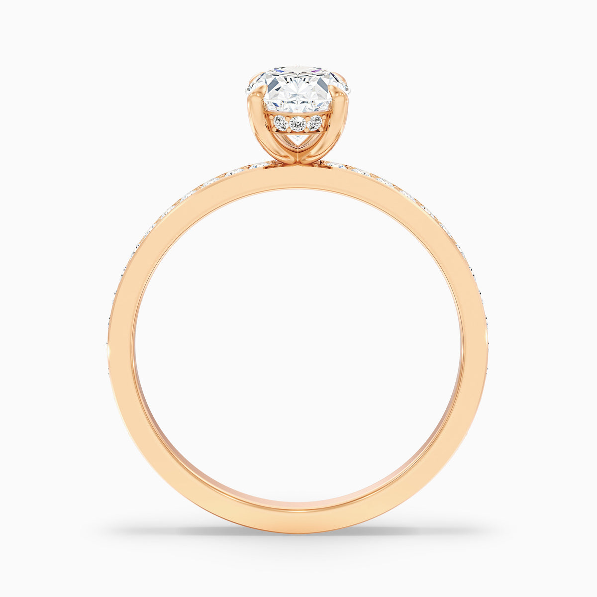 Kara 5 Carat Oval Hidden Halo Pave Moissanite Diamond Ring in 18k White Gold