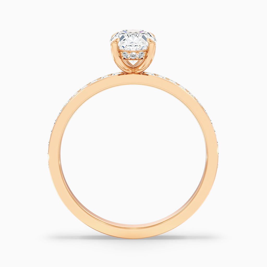 Kara 5 Carat Oval Hidden Halo Pave Moissanite Diamond Ring in 14k Yellow Gold