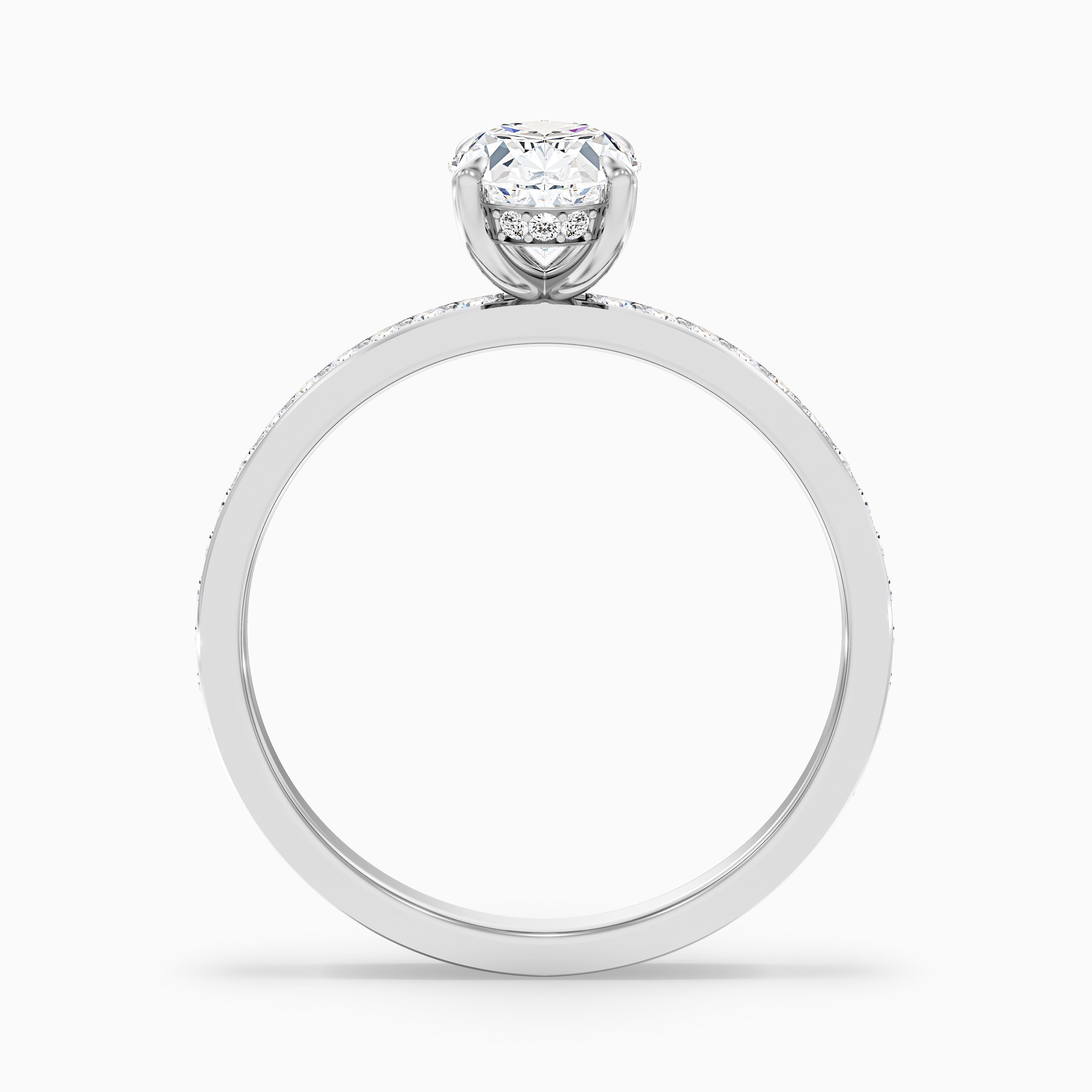 Kara 5 Carat Oval Hidden Halo Pave Moissanite Diamond Ring in 14k White Gold