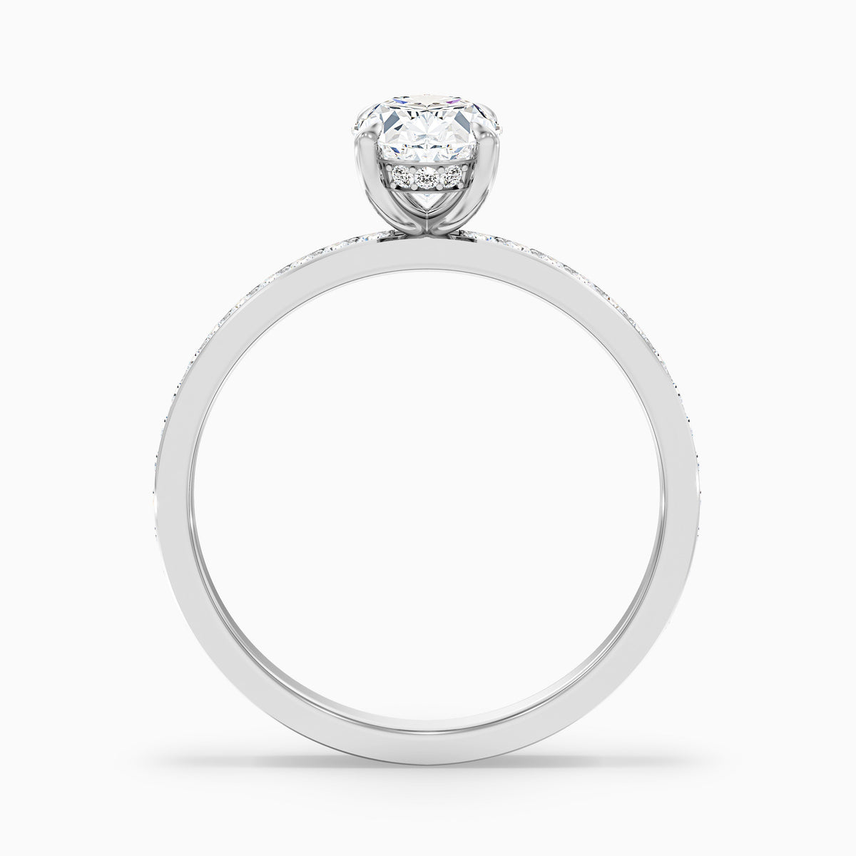 Kara 2.5 Carat Oval Hidden Halo Pave Moissanite Diamond Ring in 14k Rose Gold