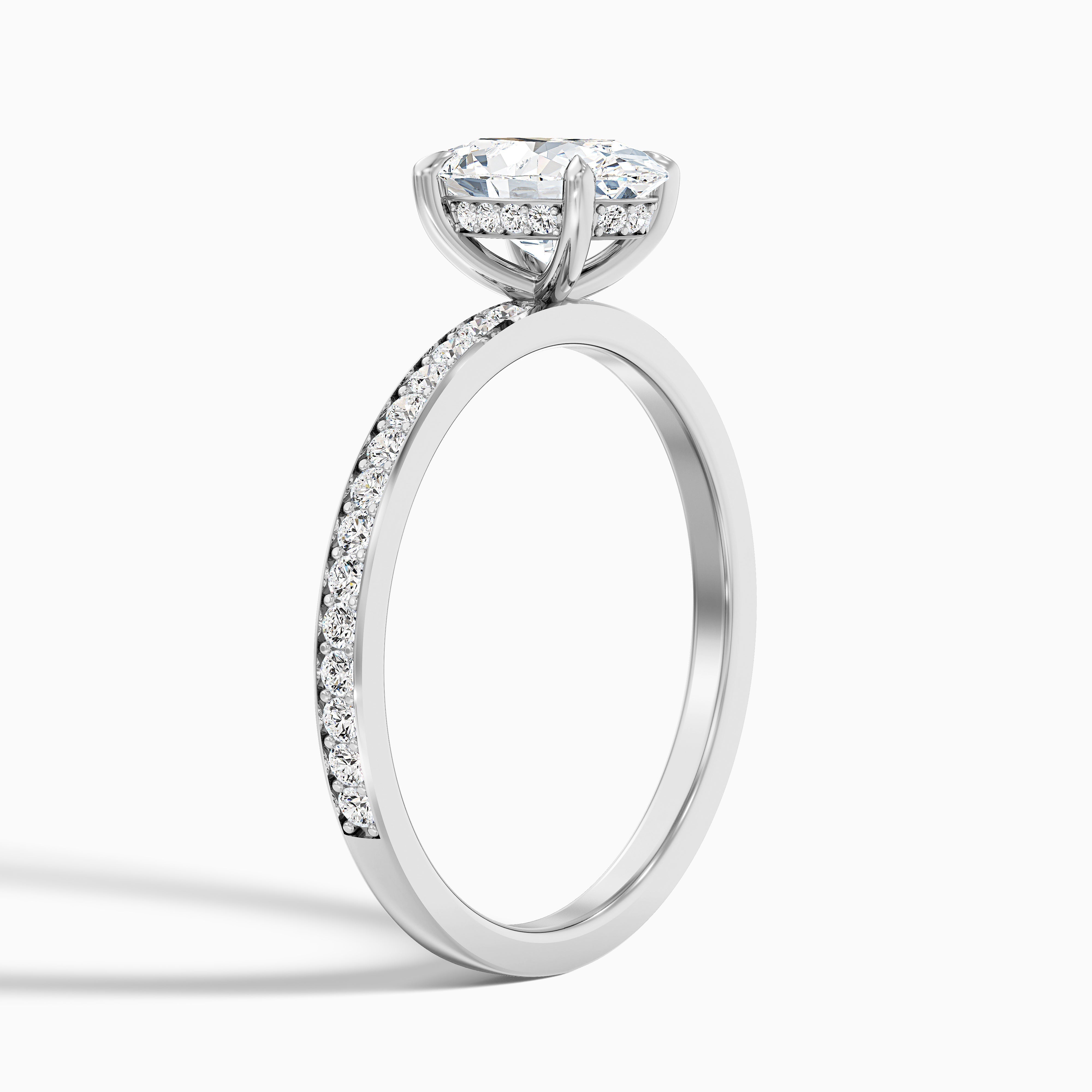 Kara 1 Carat Oval Hidden Halo Pave Moissanite Diamond Ring in Platinum