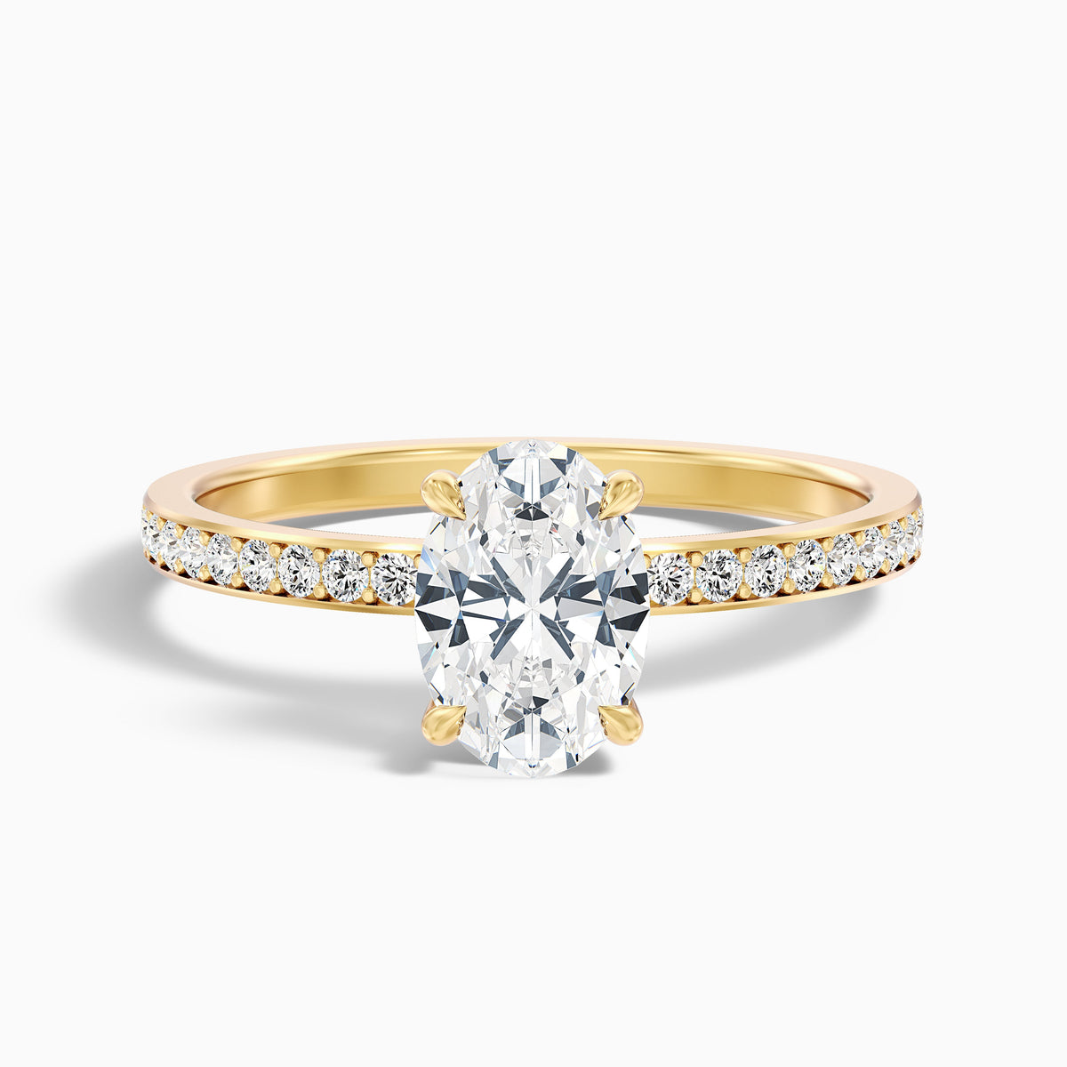 Kara 2.5 Carat Oval Hidden Halo Pave Moissanite Diamond Ring in 18k White Gold