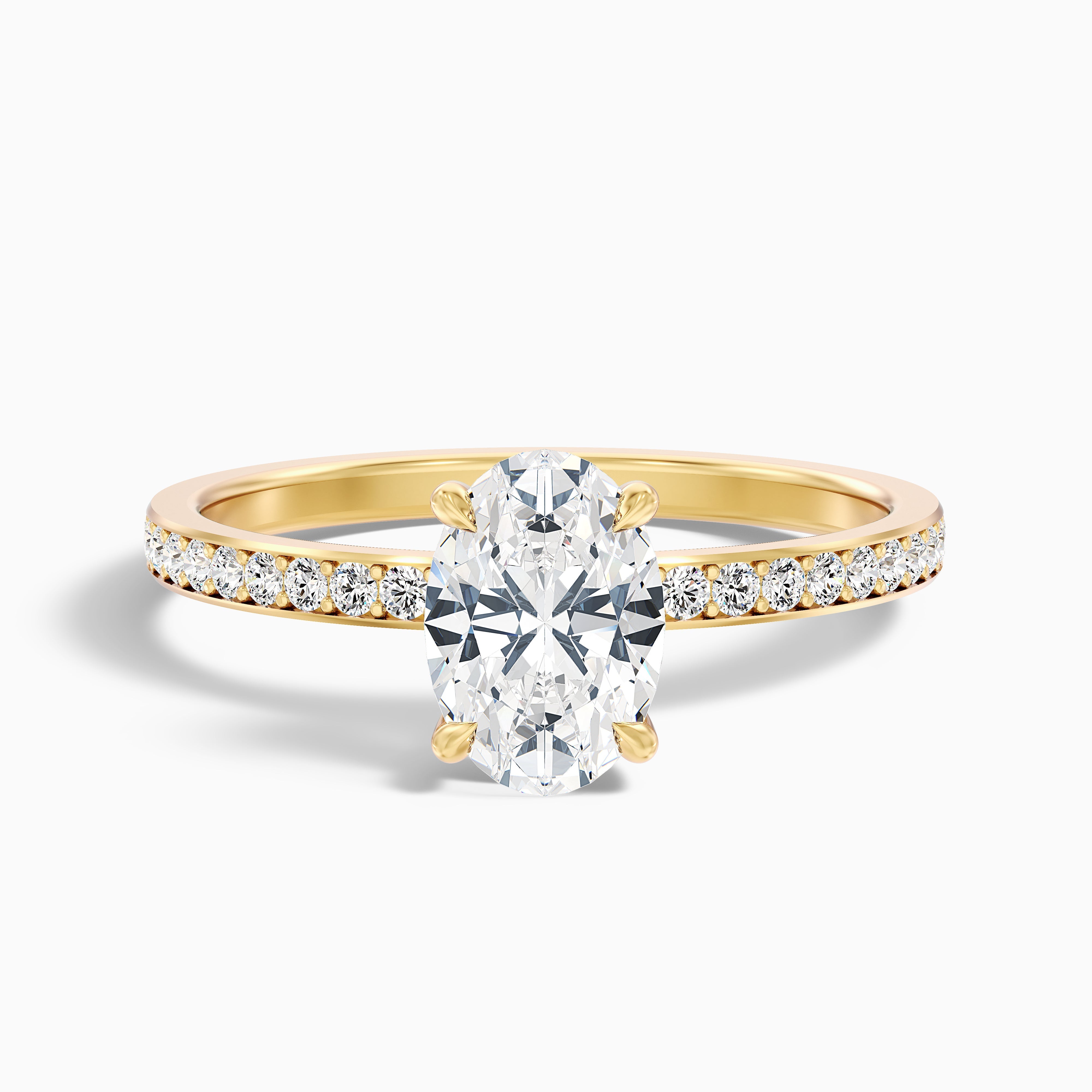 Kara 4 Carat Oval Hidden Halo Pave Moissanite Diamond Ring in 14k White Gold