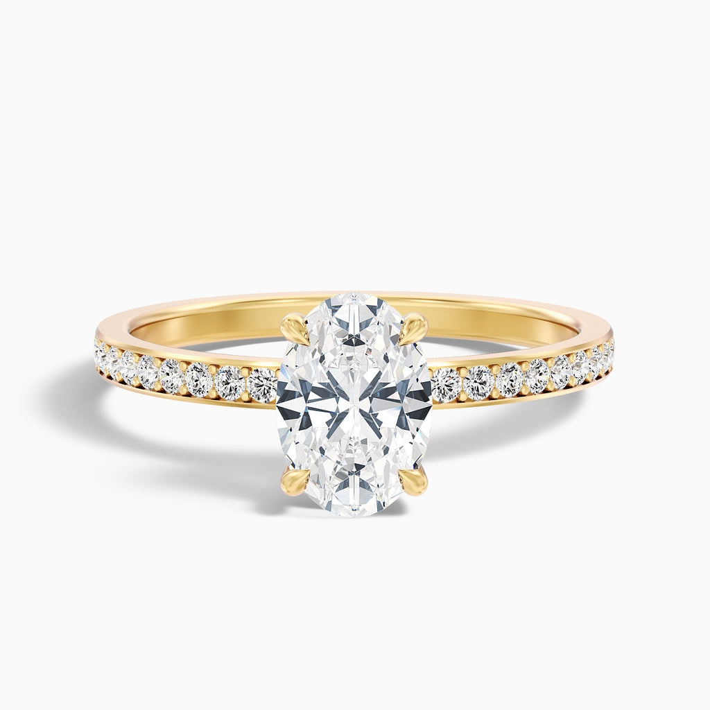 Kara 2 Carat Oval Hidden Halo Pave Moissanite Diamond Ring in Platinum
