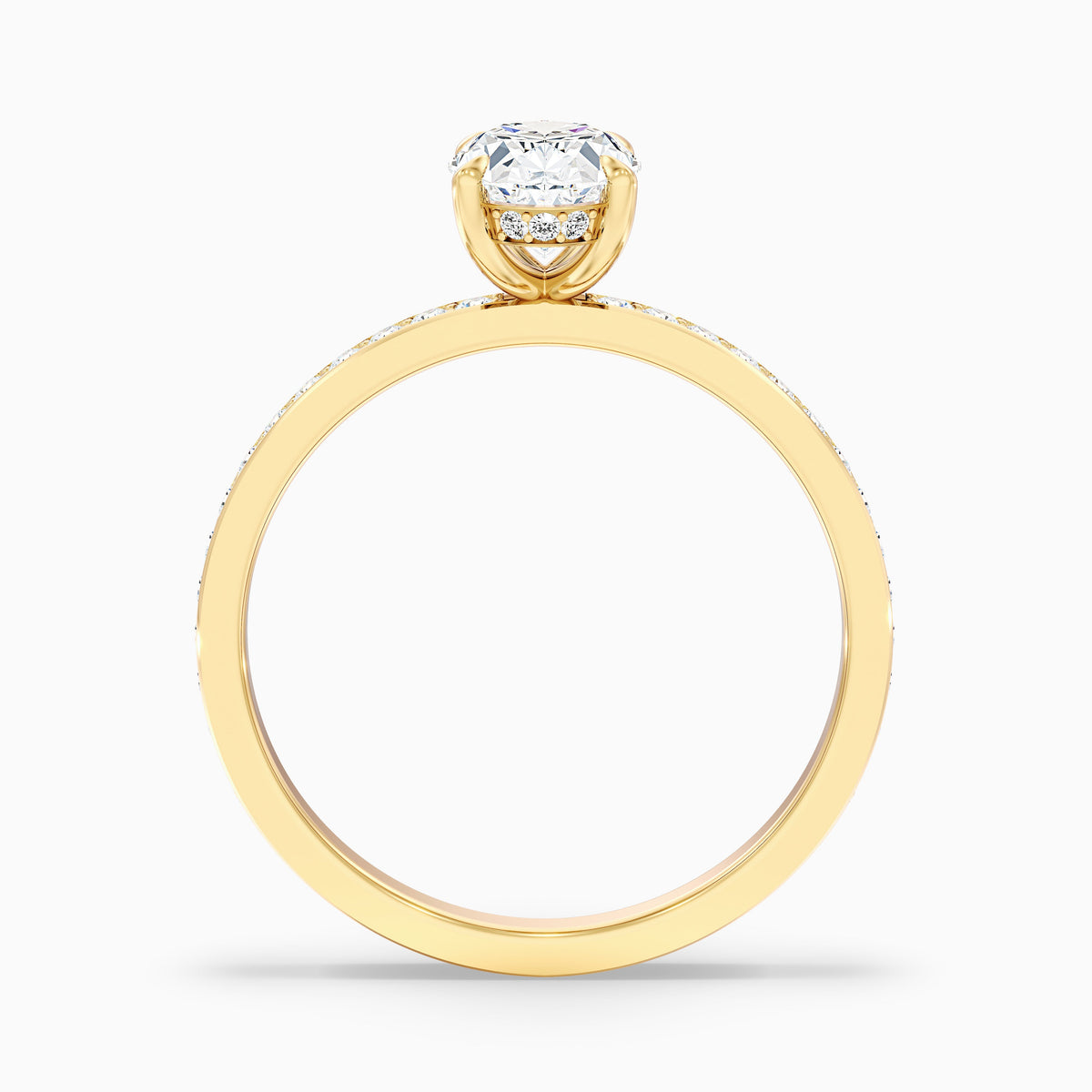 Kara 2.5 Carat Oval Hidden Halo Pave Moissanite Diamond Ring in 14k White Gold