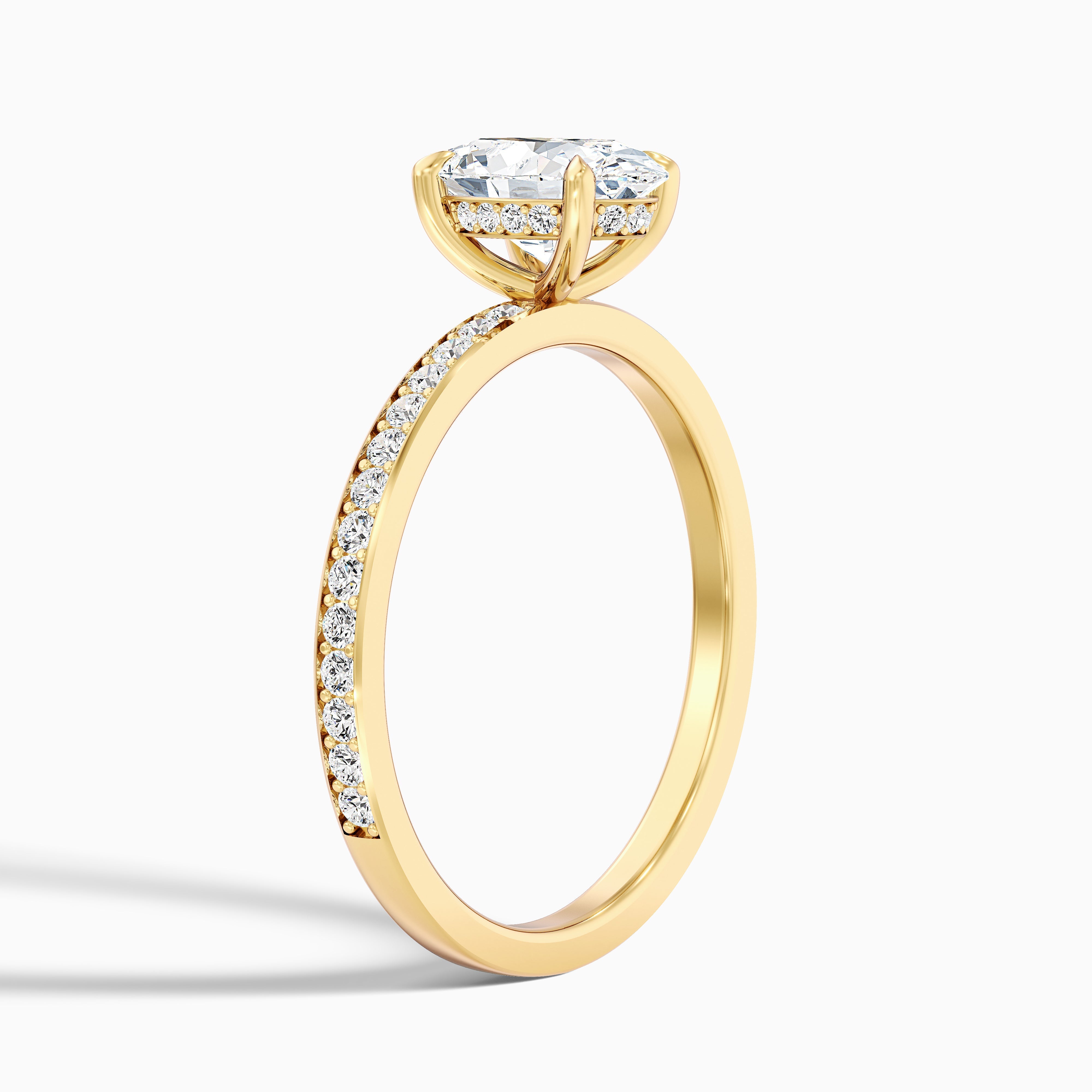 Kara 5.5 Carat Oval Hidden Halo Pave Moissanite Diamond Ring in 18k Rose Gold