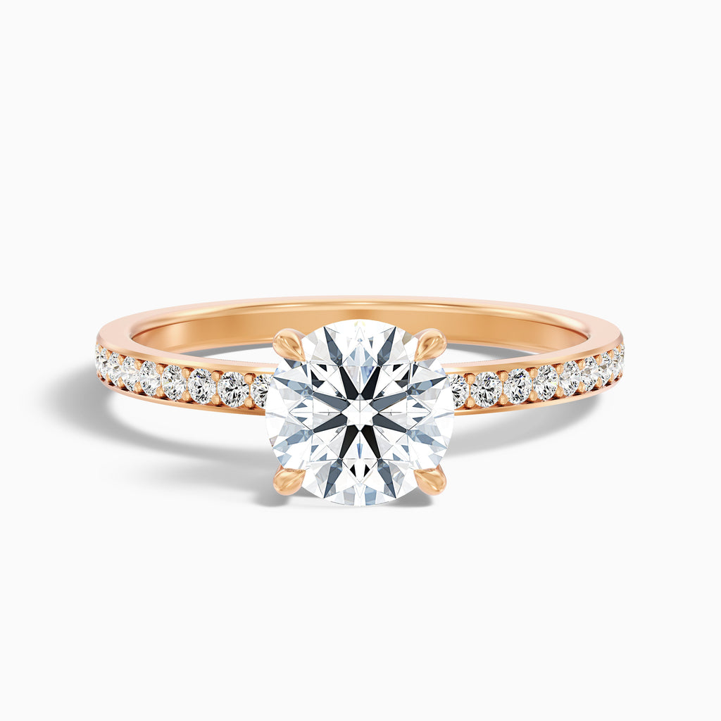 Julia 3 Carat Round Hidden Halo Pave Moissanite Diamond Ring in Platinum