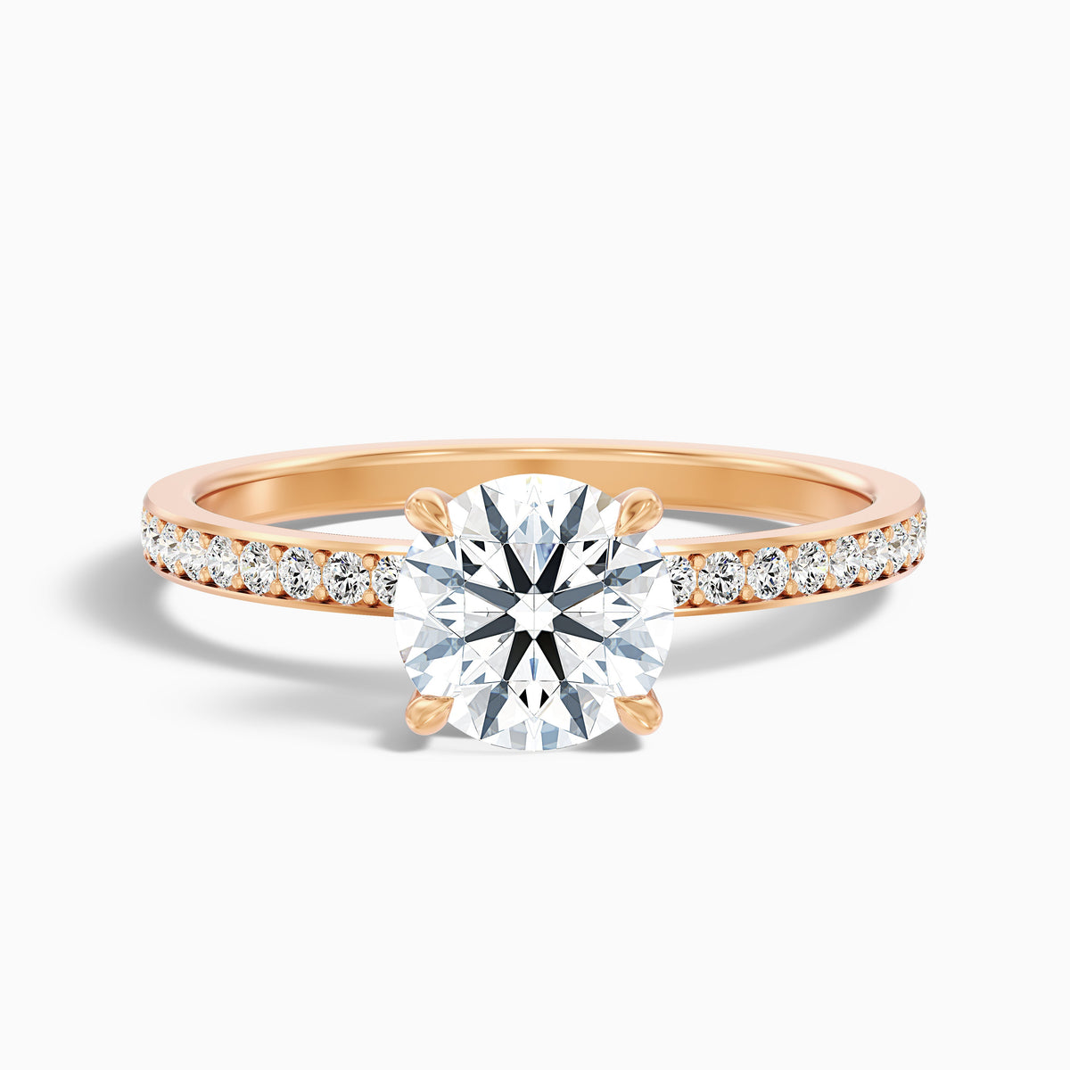 Julia 3 Carat Round Hidden Halo Pave Moissanite Diamond Ring in 10k White Gold