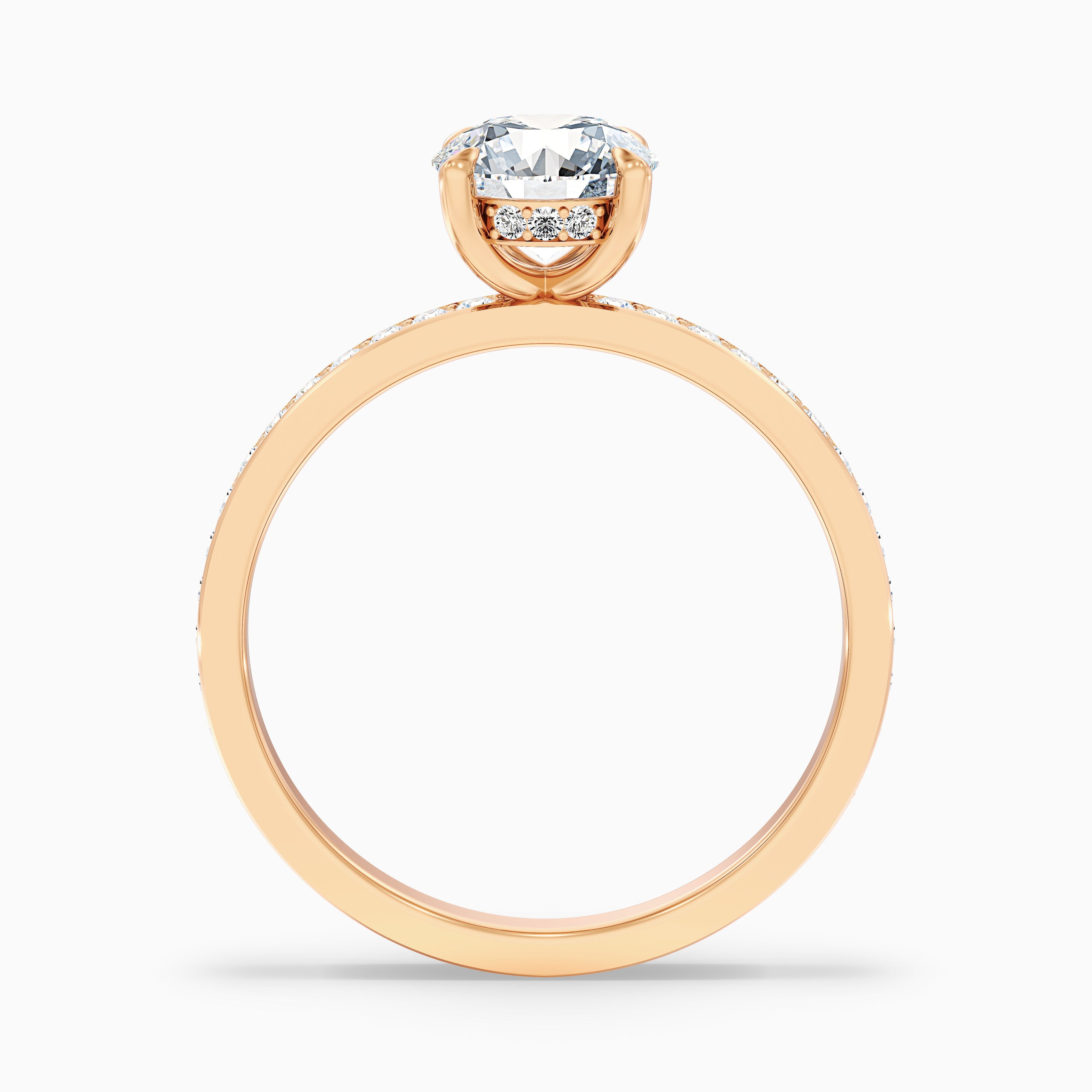 Julia 5.5 Carat Round Hidden Halo Pave Moissanite Diamond Ring in 14k Yellow Gold