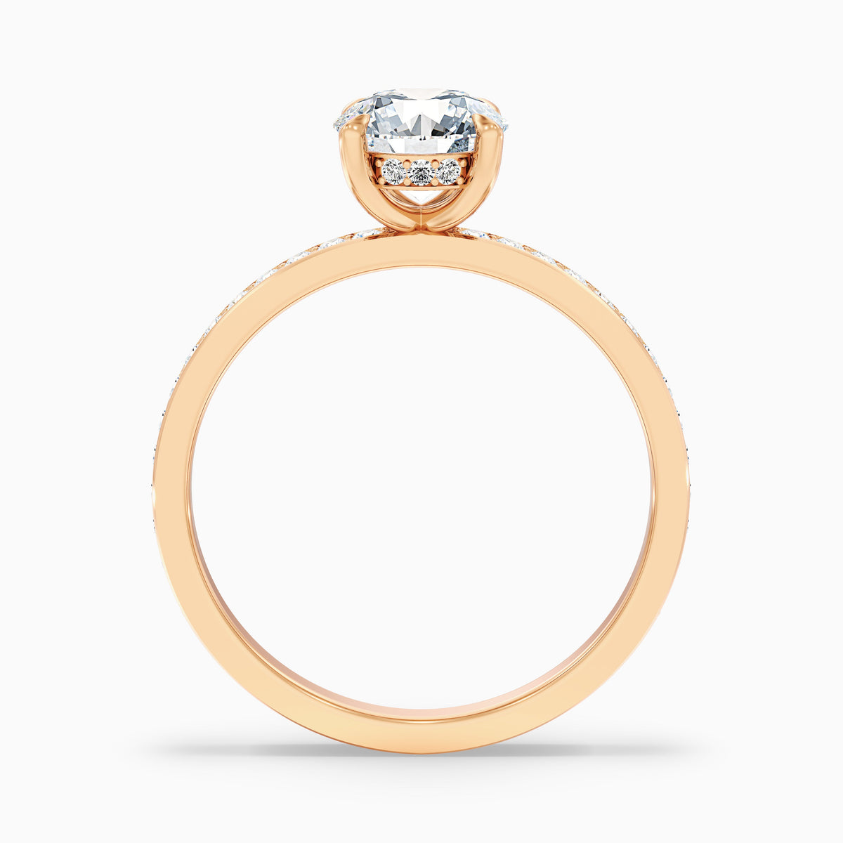 Julia 5 Carat Round Hidden Halo Pave Moissanite Diamond Ring in 14k White Gold