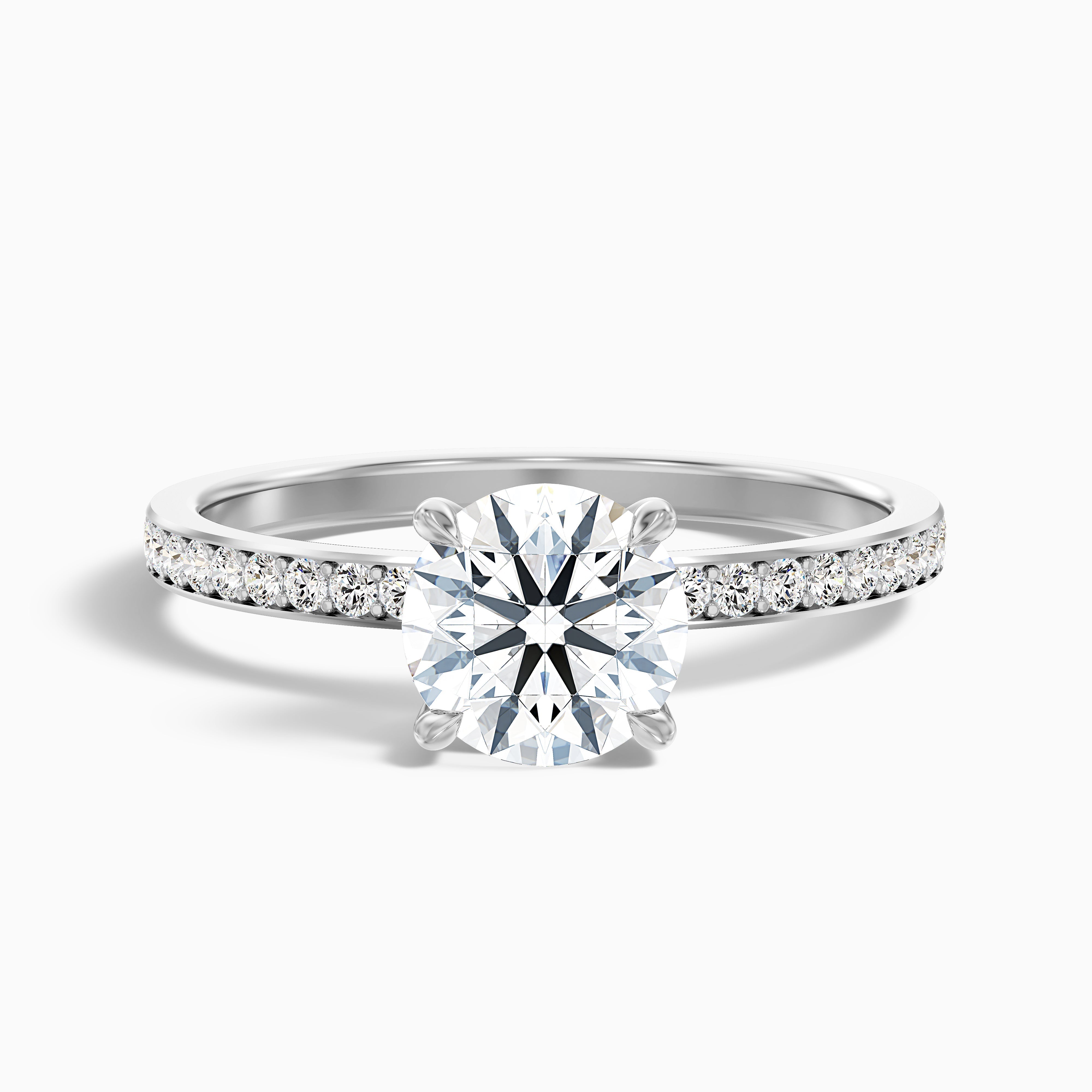 Julia 1 Carat Round Hidden Halo Pave Moissanite Diamond Ring in 10k Yellow Gold