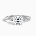 Julia 1 Carat Round Hidden Halo Pave Moissanite Diamond Ring in 14k White Gold