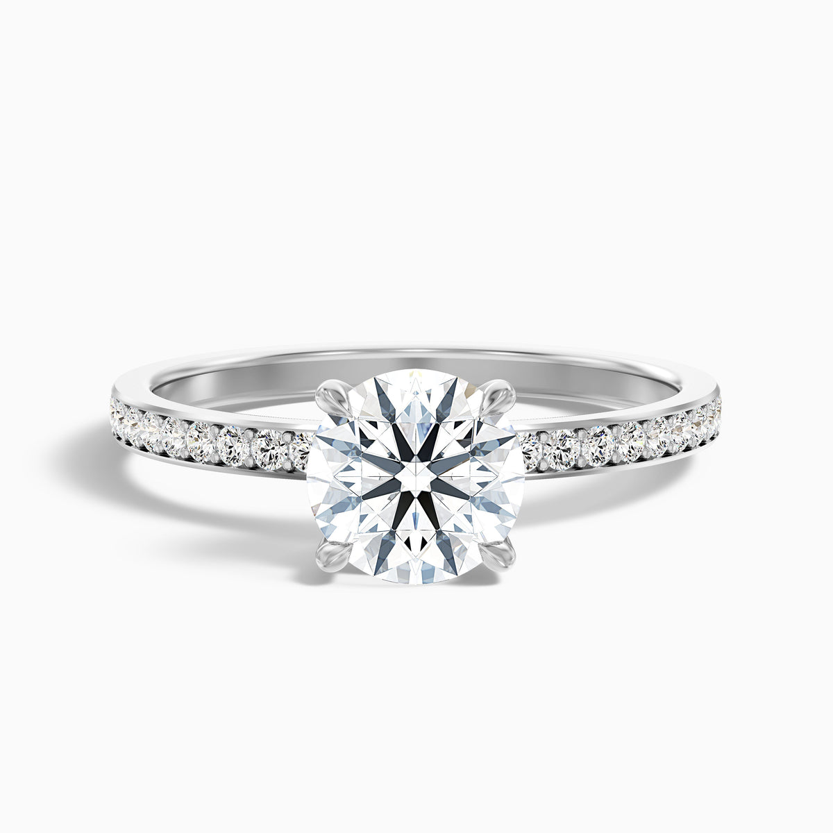 Julia 4 Carat Round Hidden Halo Pave Moissanite Diamond Ring in 14k Yellow Gold