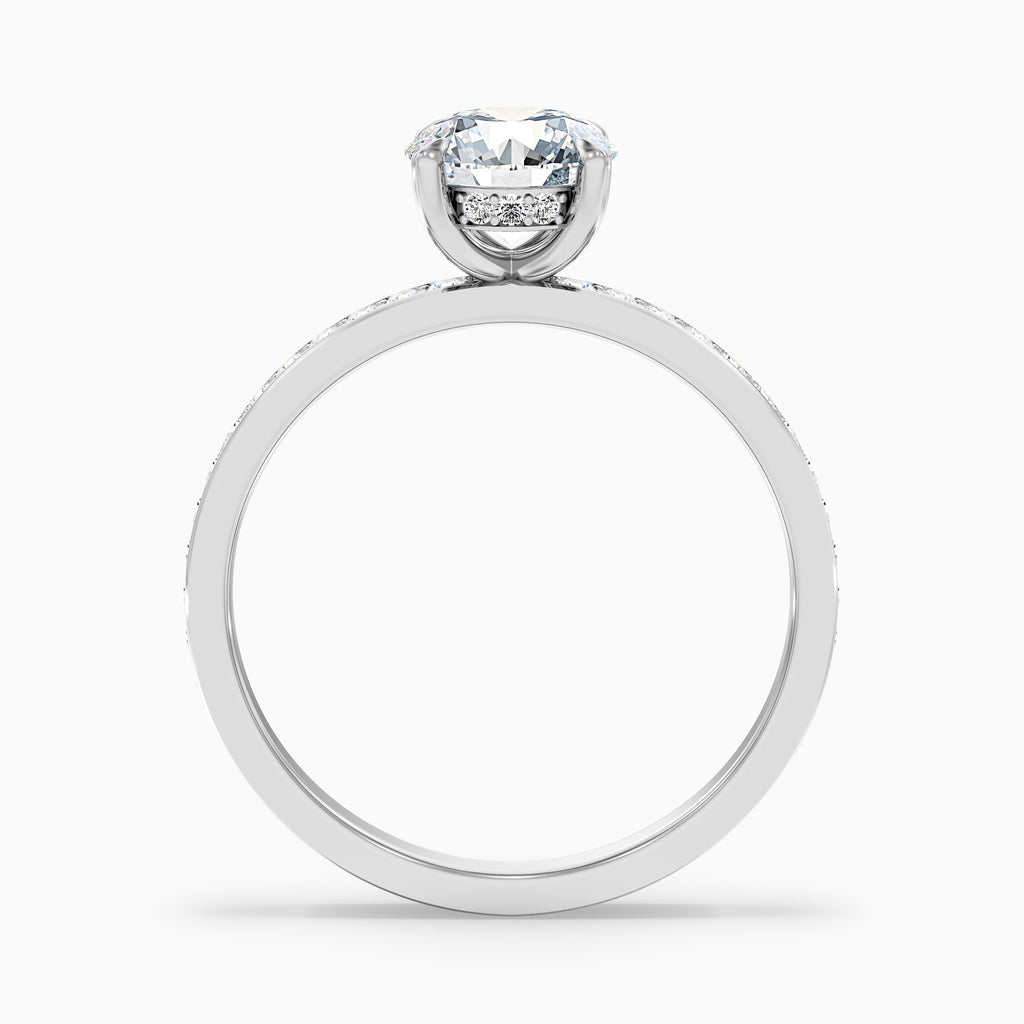 Julia 5 Carat Round Hidden Halo Pave Moissanite Diamond Ring in 14k White Gold