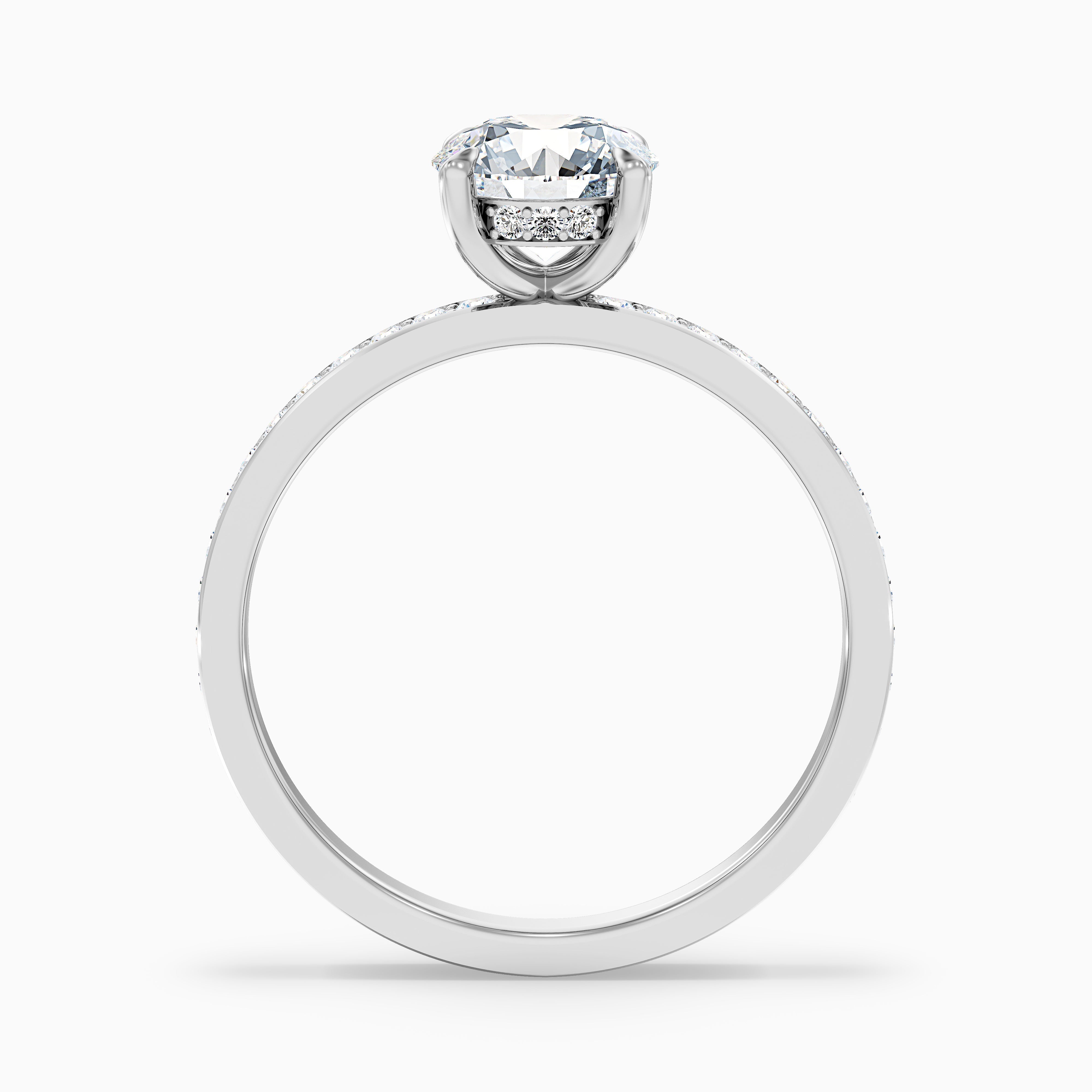 Julia 5 Carat Round Hidden Halo Pave Moissanite Diamond Ring in 14k White Gold