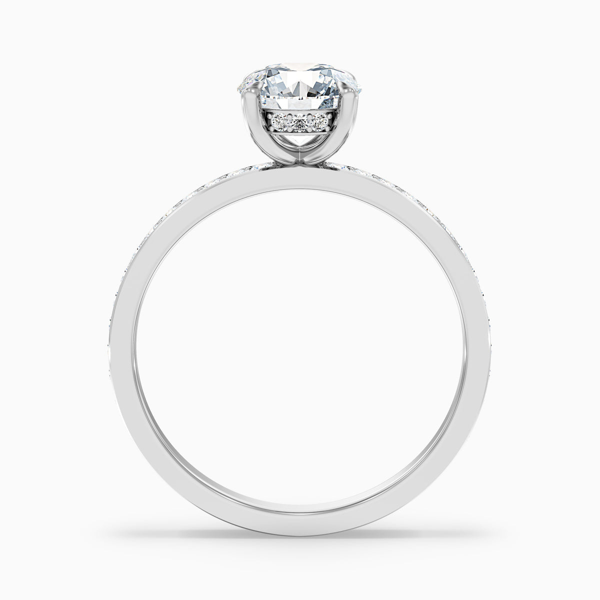 Julia 4.5 Carat Round Hidden Halo Pave Moissanite Diamond Ring in 18k Rose Gold
