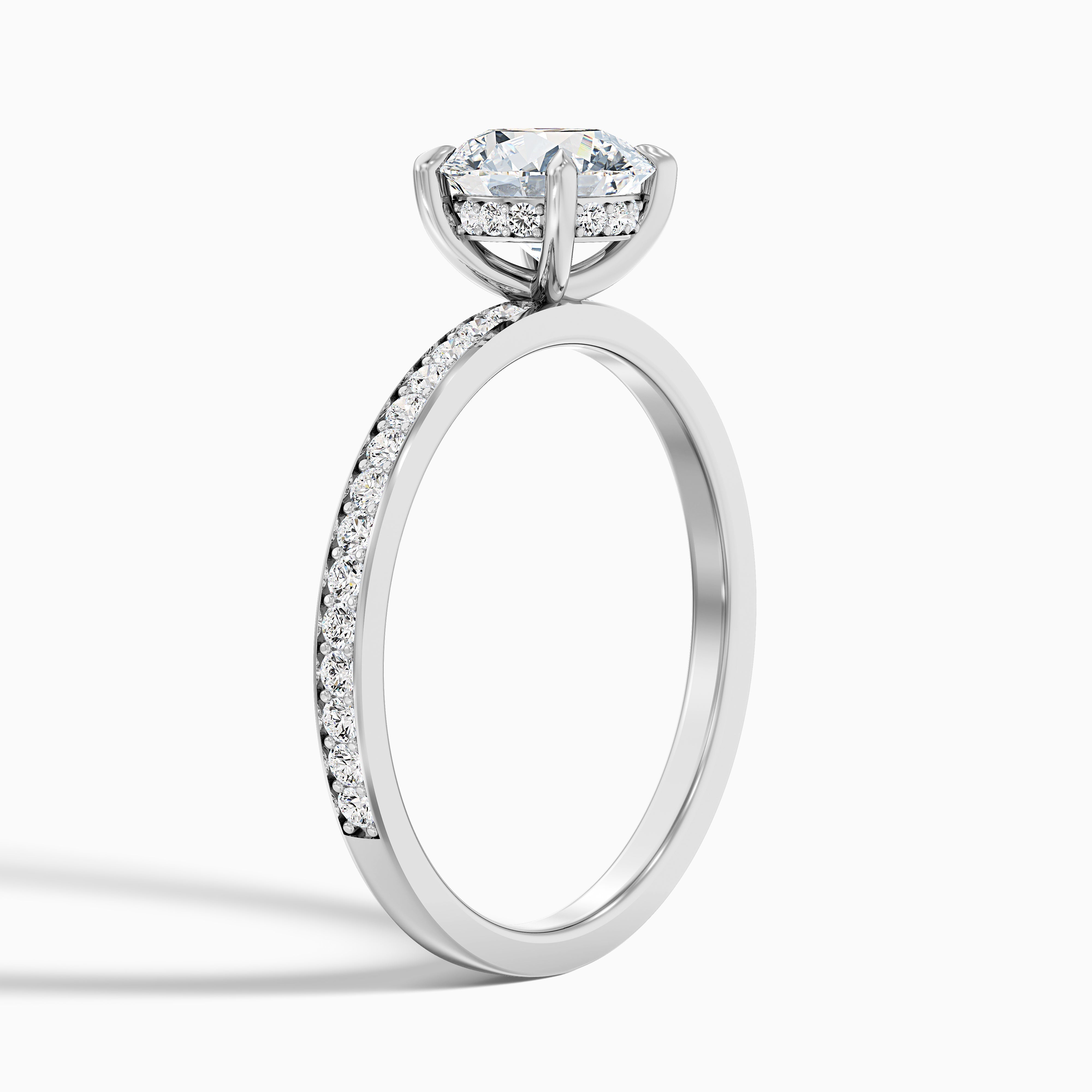 Julia 2.5 Carat Round Hidden Halo Pave Moissanite Diamond Ring in Platinum