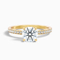 Julia 4.5 Carat Round Hidden Halo Pave Moissanite Diamond Ring in 18k Yellow Gold