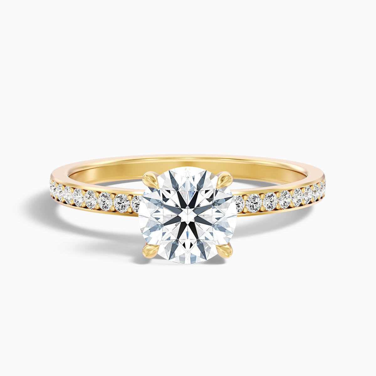 Julia 3 Carat Round Hidden Halo Pave Moissanite Diamond Ring in 10k White Gold