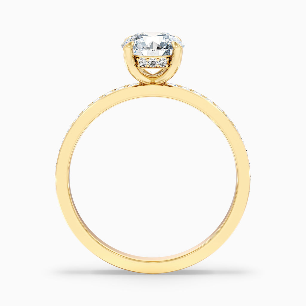 Julia 2.5 Carat Round Hidden Halo Pave Moissanite Diamond Ring in 18k Yellow Gold