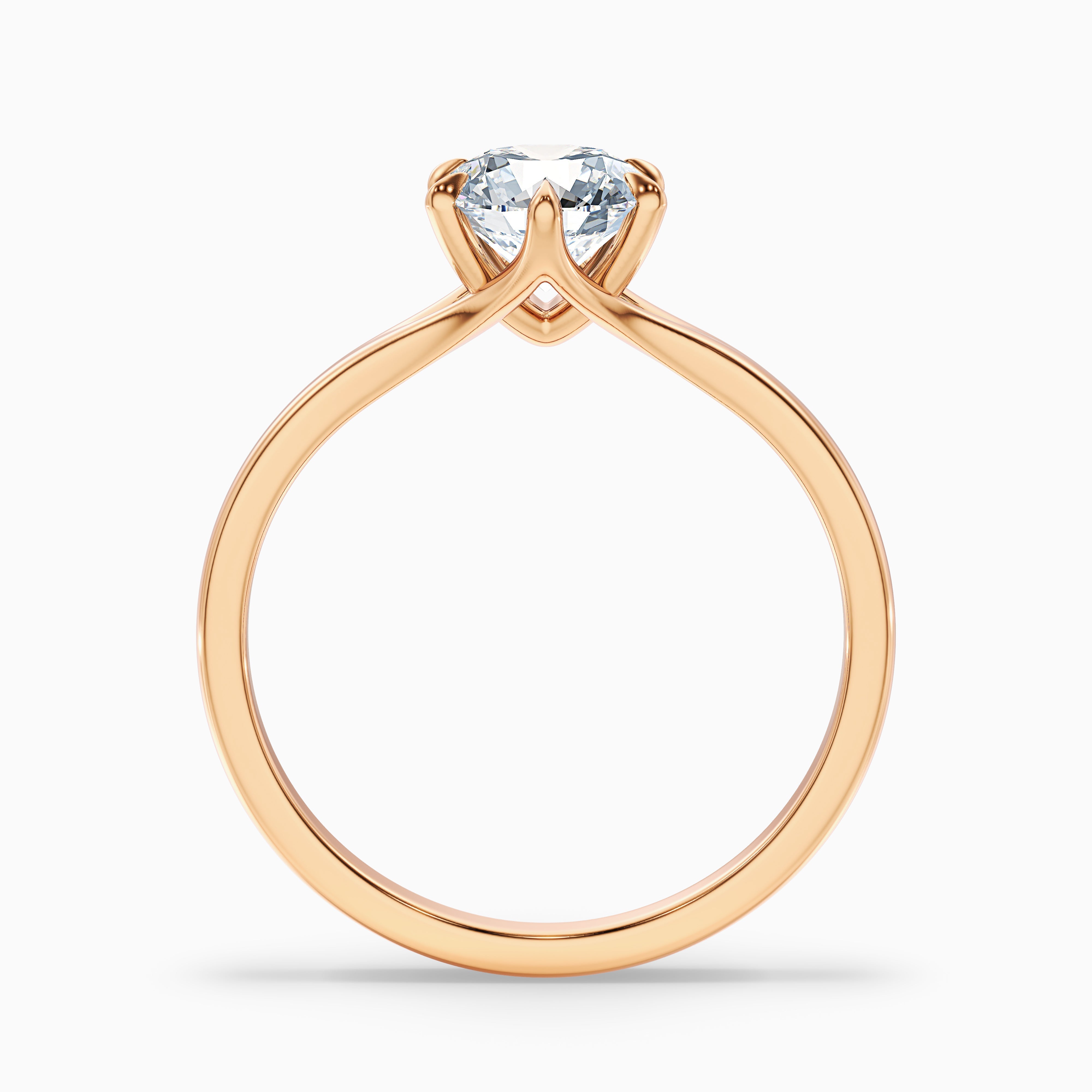June 5 Carat Round Solitaire Moissanite Diamond Ring in 18k Rose Gold