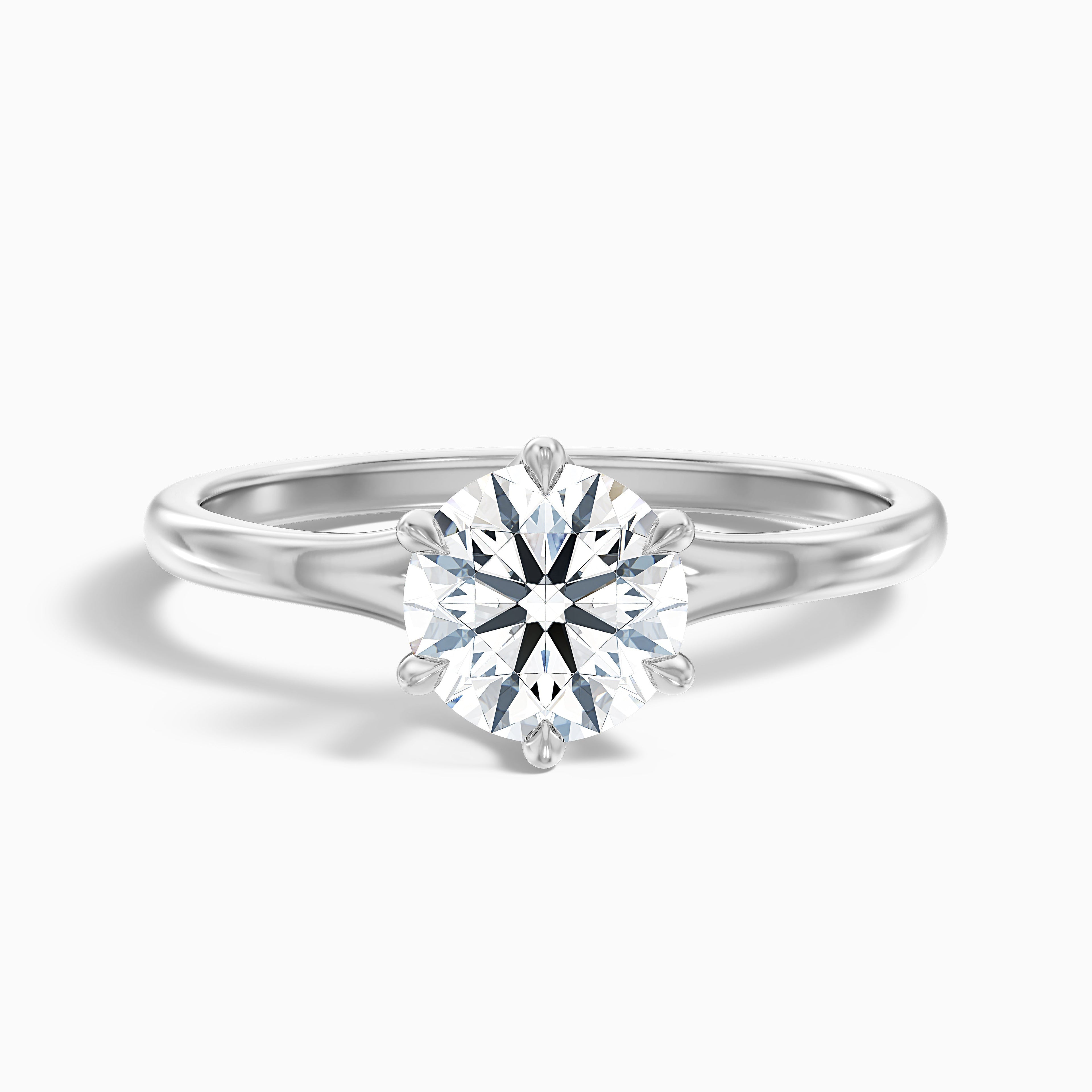 June 2.5 Carat Round Solitaire Moissanite Diamond Ring in 18k White Gold