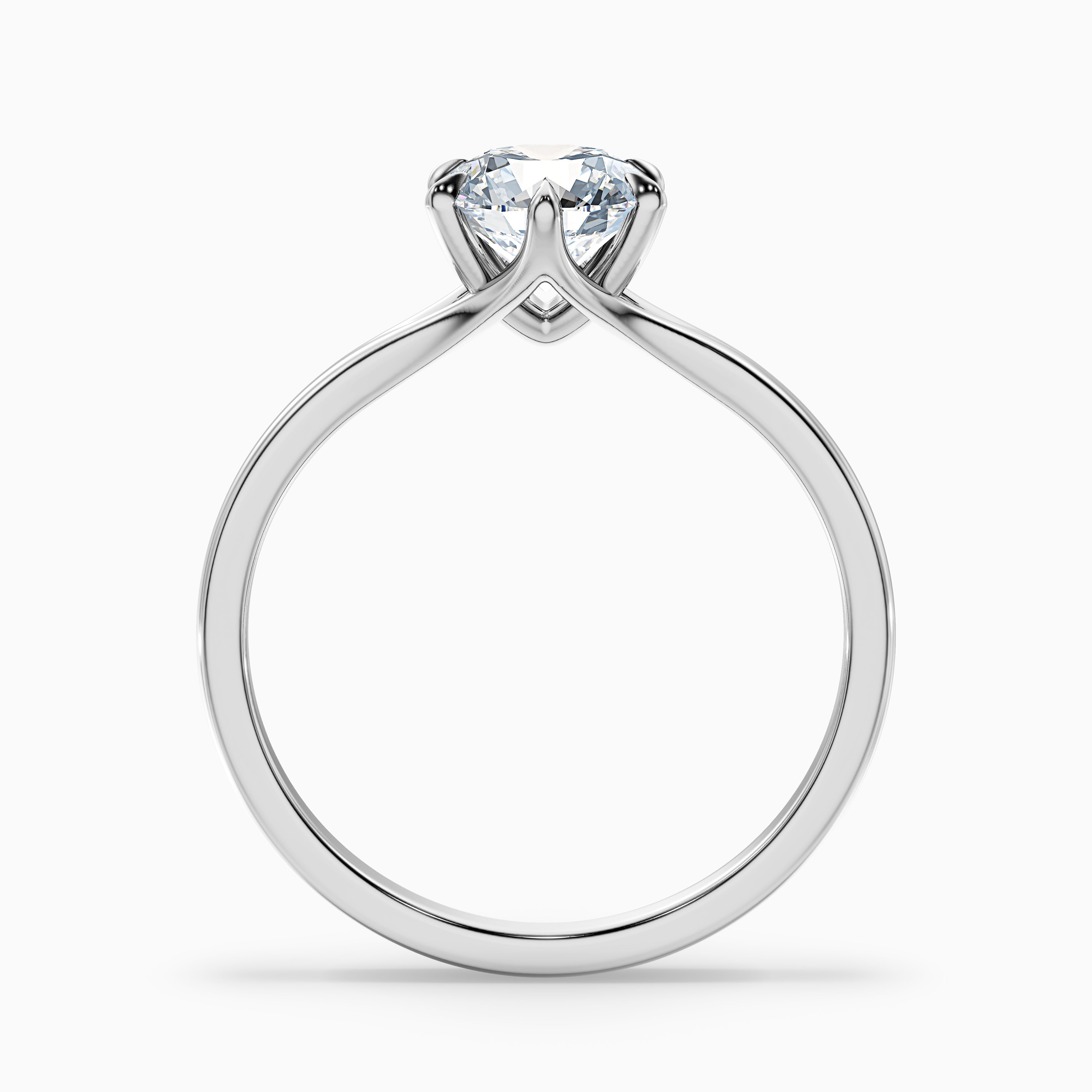 June 2.5 Carat Round Solitaire Moissanite Diamond Ring in 18k White Gold