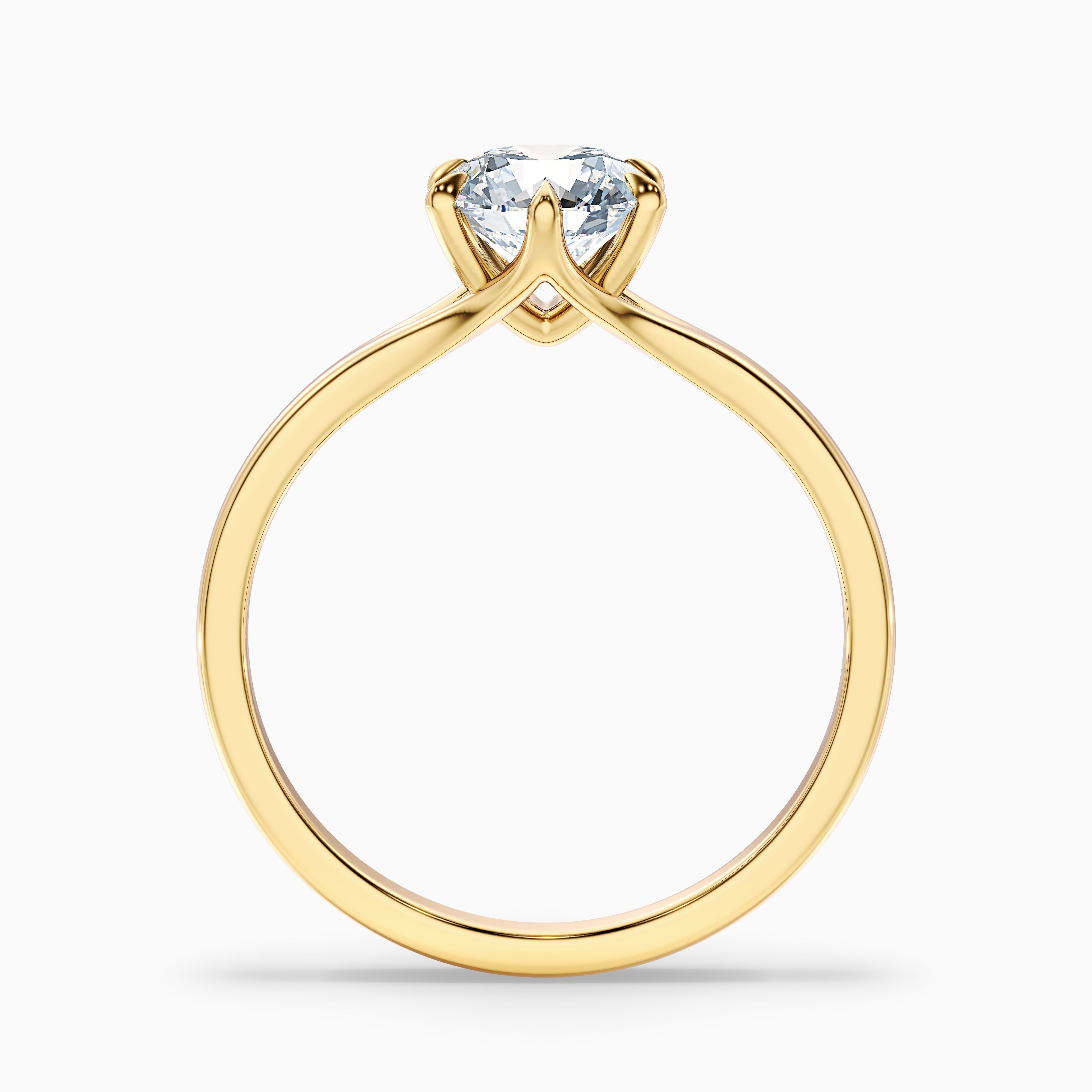 June 5 Carat Round Solitaire Moissanite Diamond Ring in 18k Yellow Gold