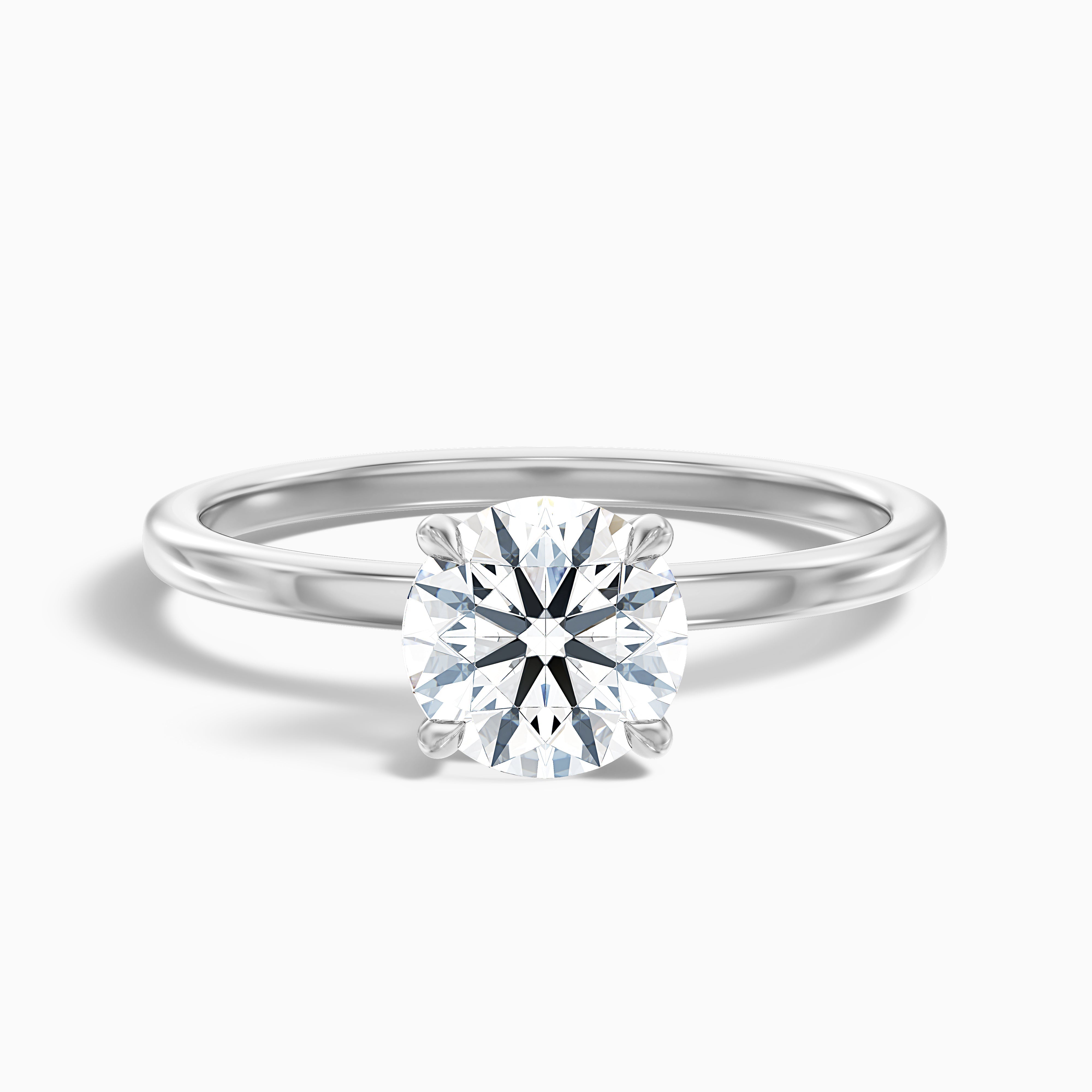 Jany 1.5 Carat Round Cut Solitaire Moissanite Diamond Ring in 14k White Gold