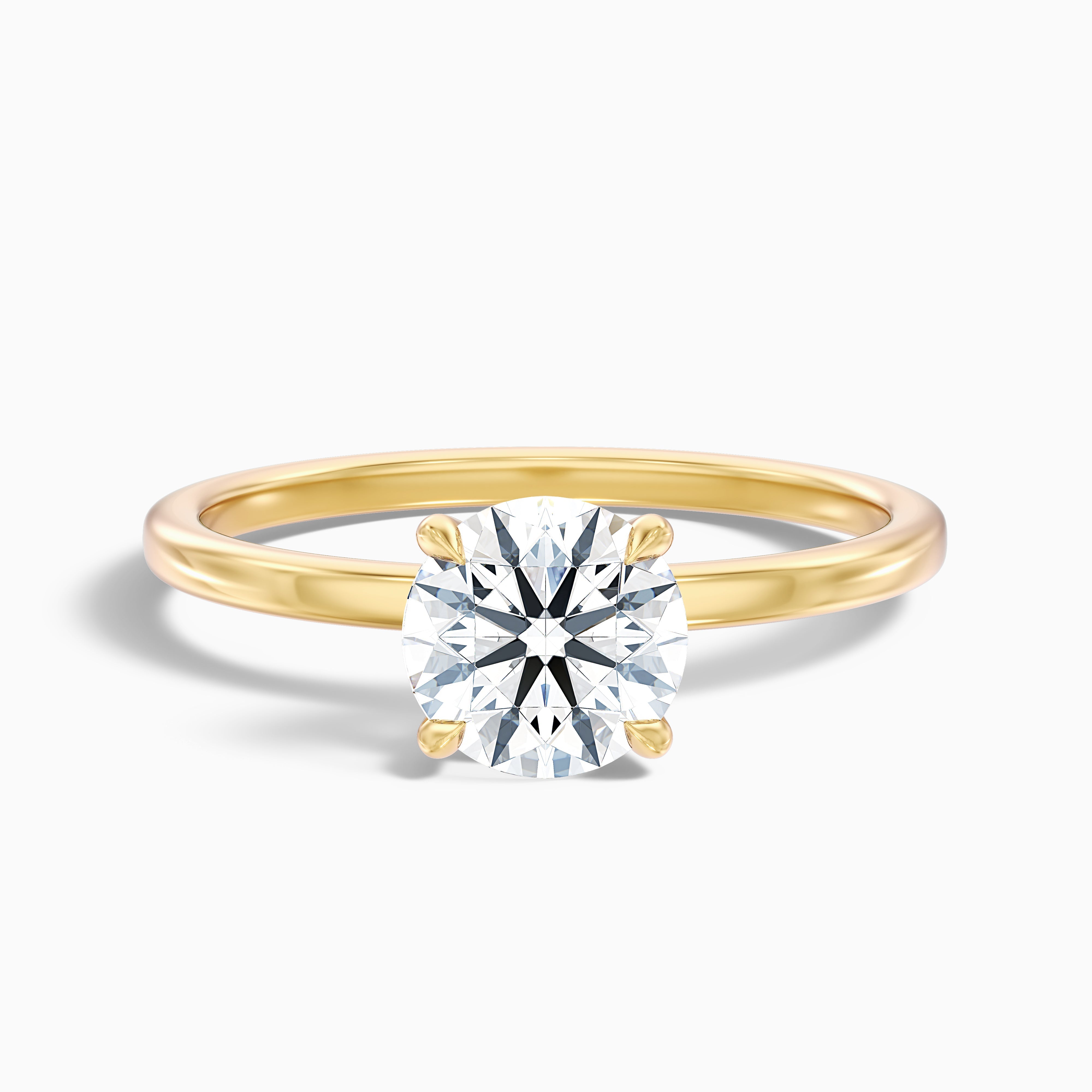 Jany 1.5 Carat Round Cut Solitaire Moissanite Diamond Ring in 14k Yellow Gold